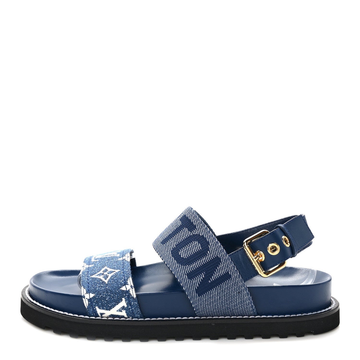 Louis Vuitton Monogram Denim Paseo Flat Comfort Sandals Navy