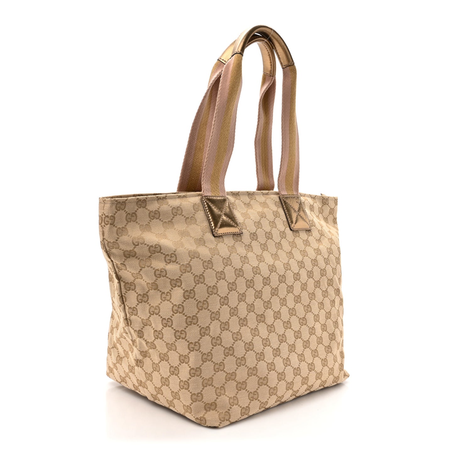 GG Monogram Large Web Handle Bucket Tote Gold