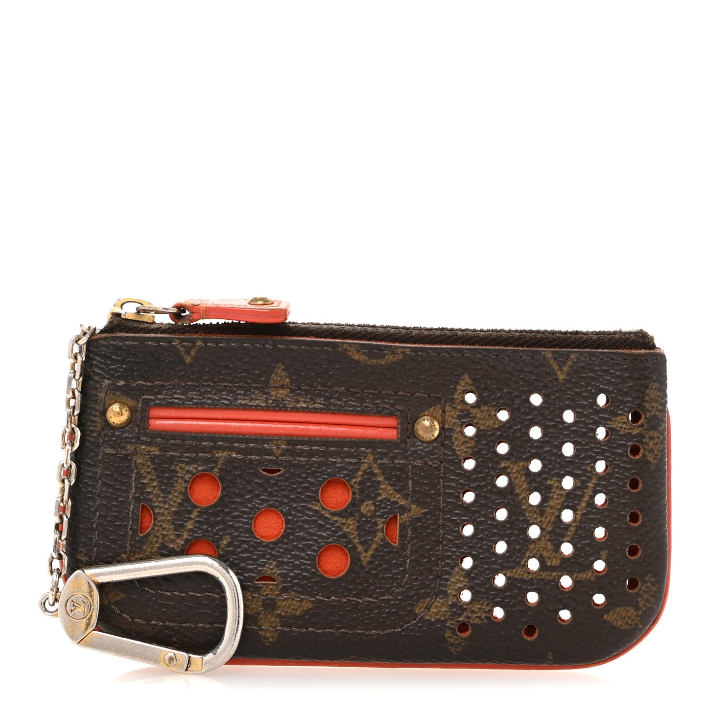 Monogram Perforated Key Pouch Orange