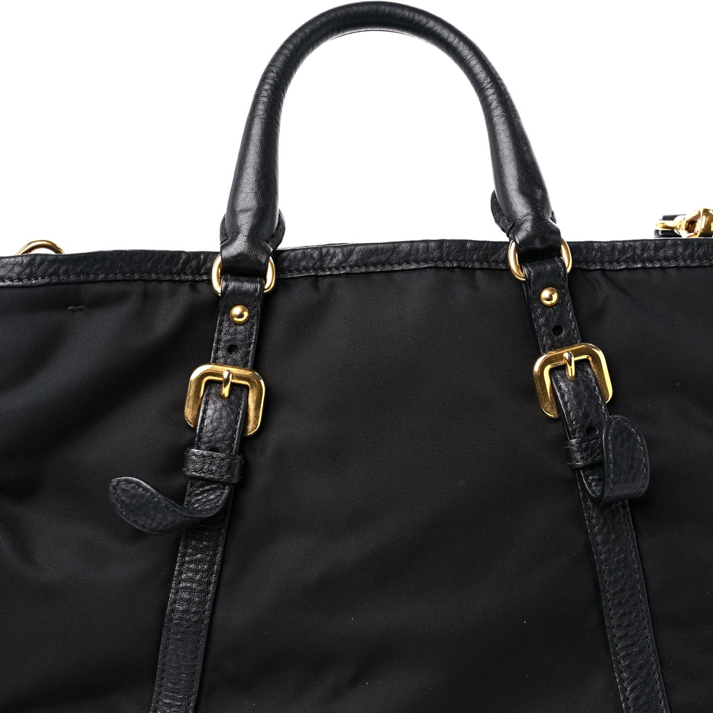 Tessuto Nylon Vitello Daino Tote Black