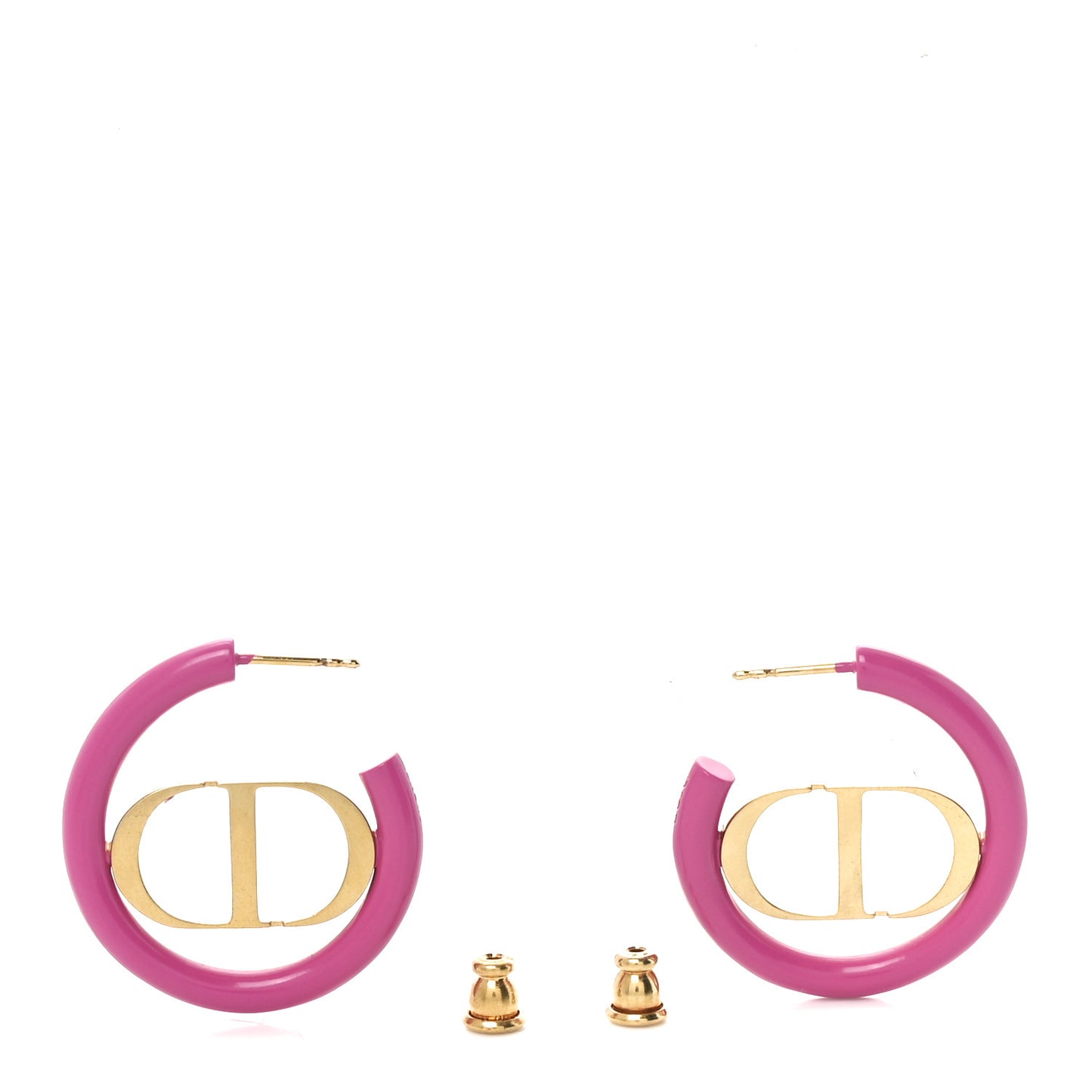 Metal Enamel 30 Montaigne Hoop Earrings Pink Gold