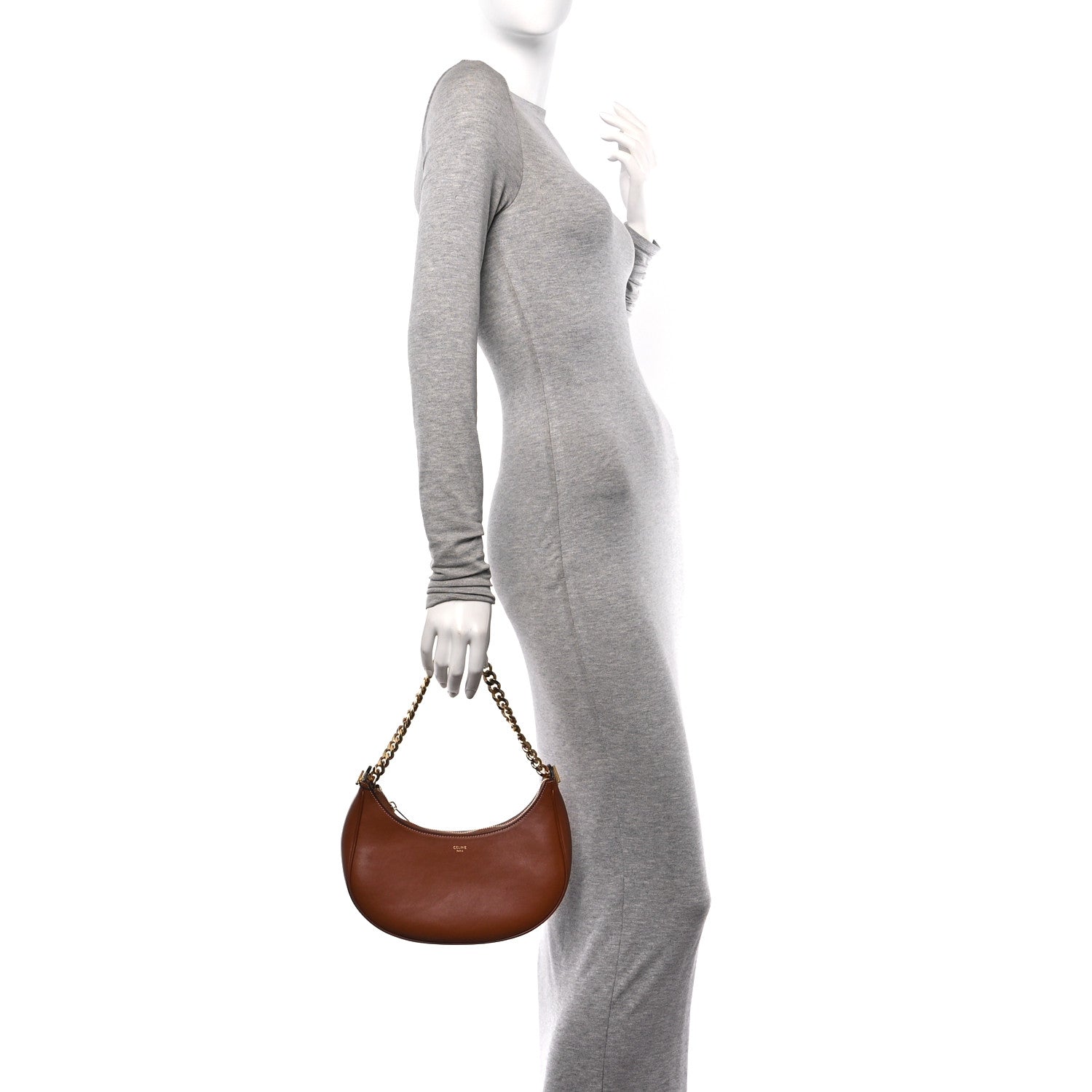 Celine Smooth Calfskin Medium Chain Strap Ava Shoulder Bag Tan 2 of 9