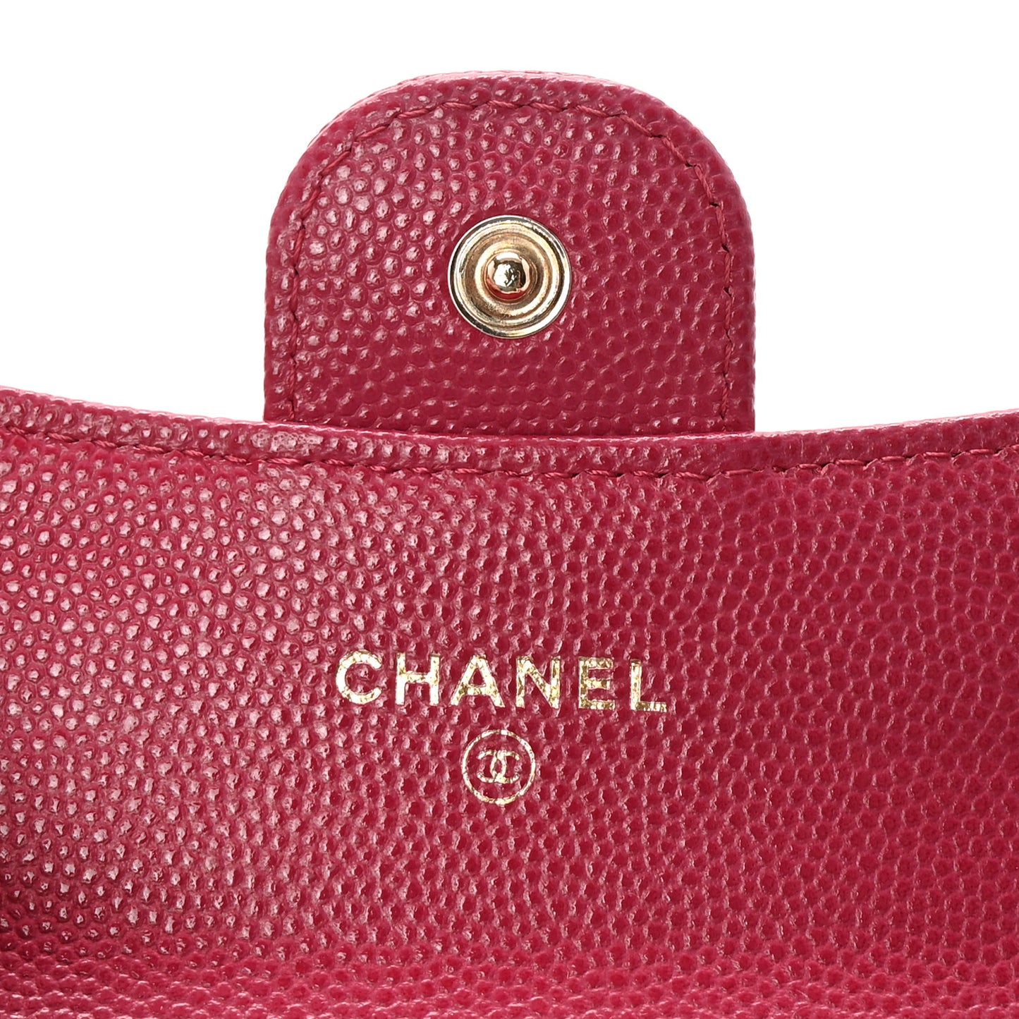 Caviar Quilted Flap Card Holder Wallet Dark Pink