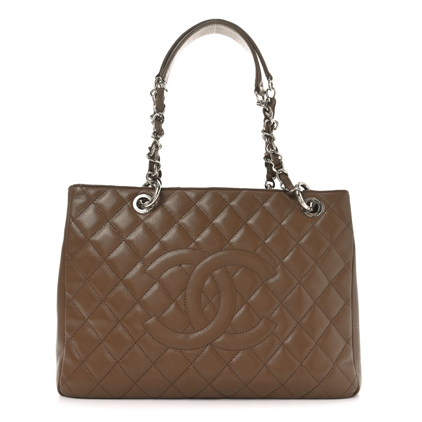 Caviar Quilted Grand Shopping Tote GST Dark Beige