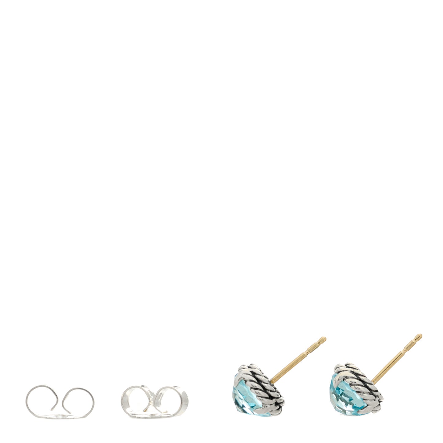 Sterling Silver Blue Topaz 8mm Chatelaine Earrings