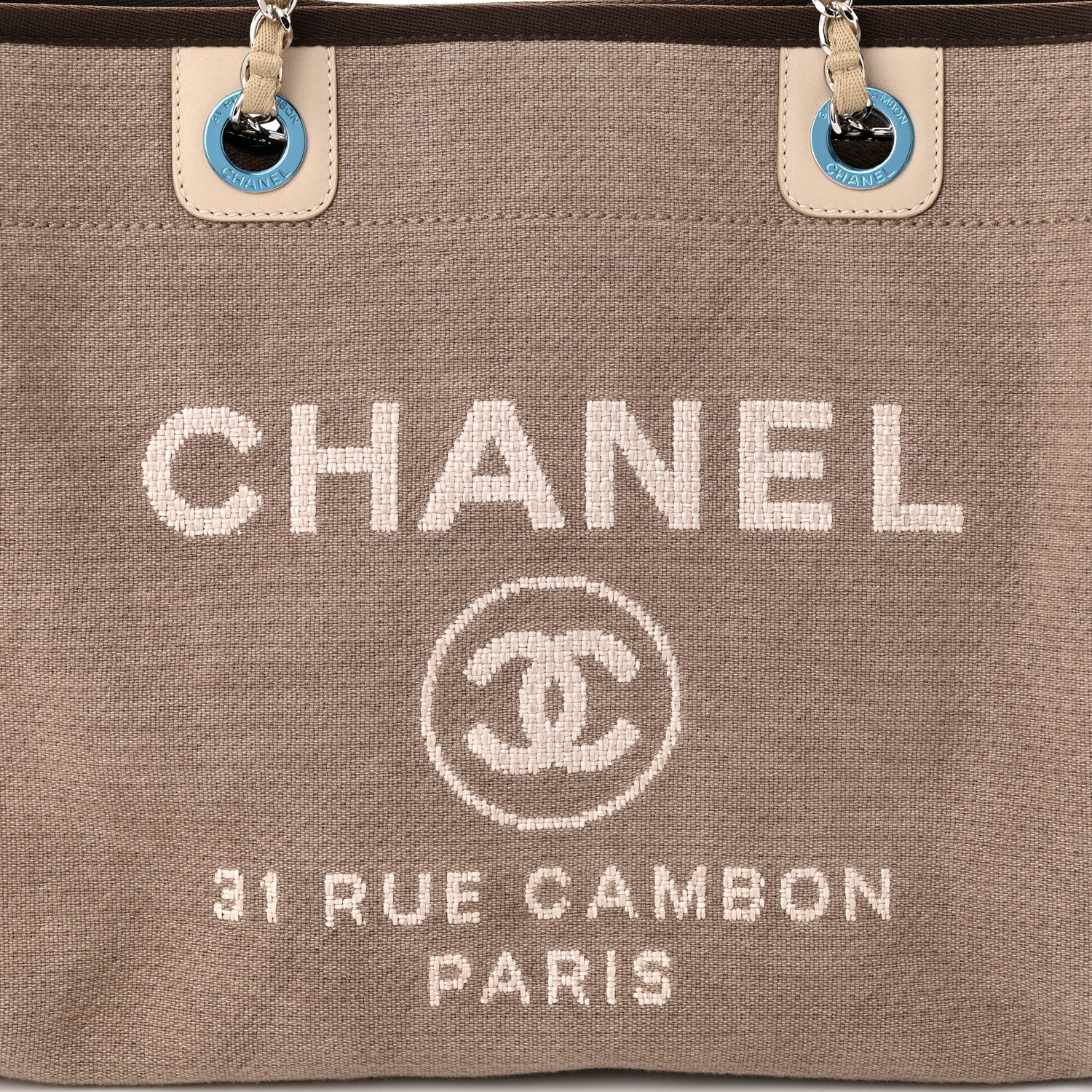 Chanel Canvas Small Deauville Tote Beige Brown 8 of 12