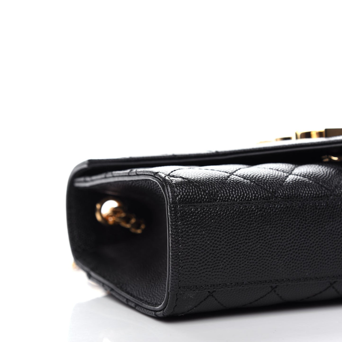 Grain De Poudre Textured Mixed Matelasse Triquilt Small Monogram Satchel Black