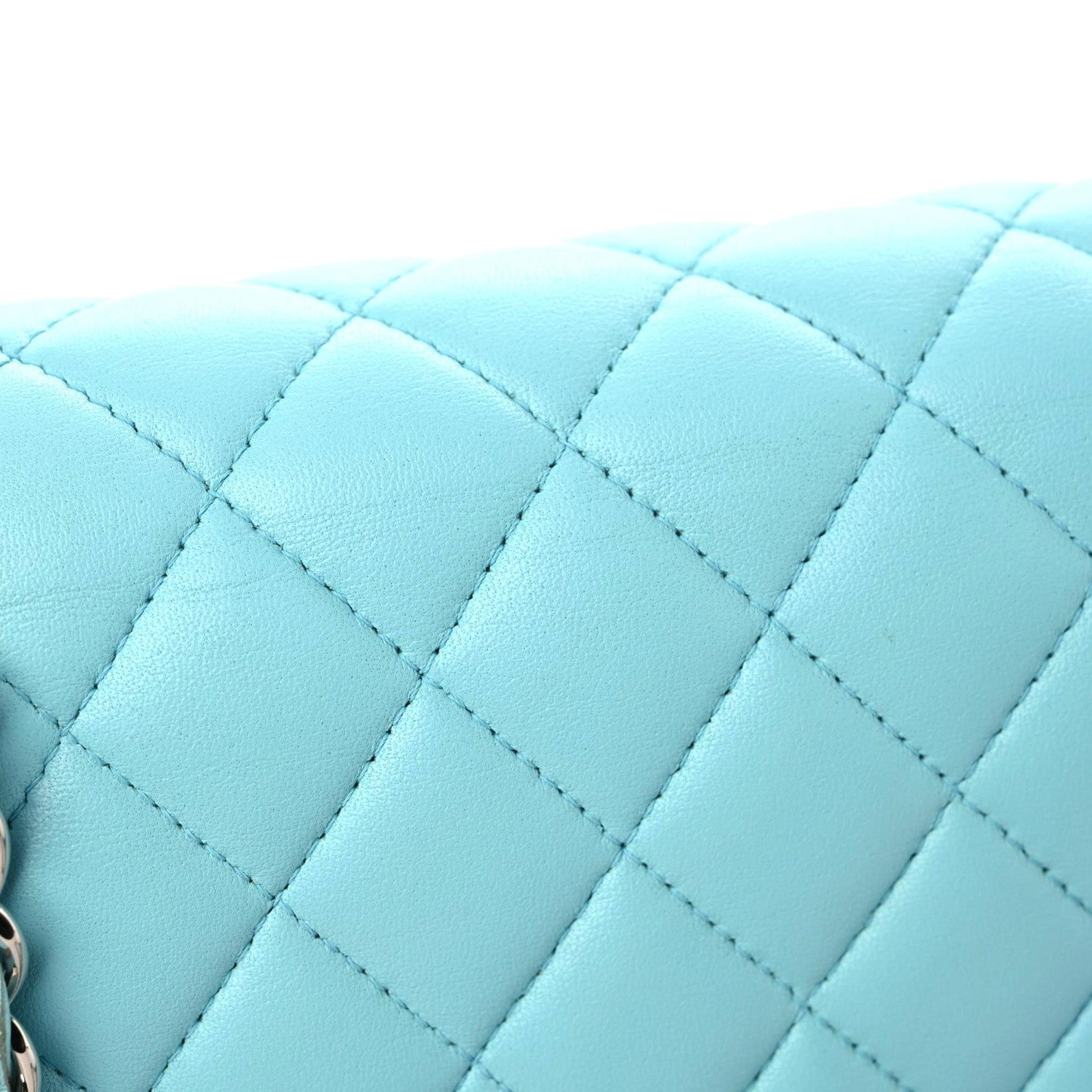 Chanel Lambskin Quilted Medium Double Flap Neon Blue 8 of 11