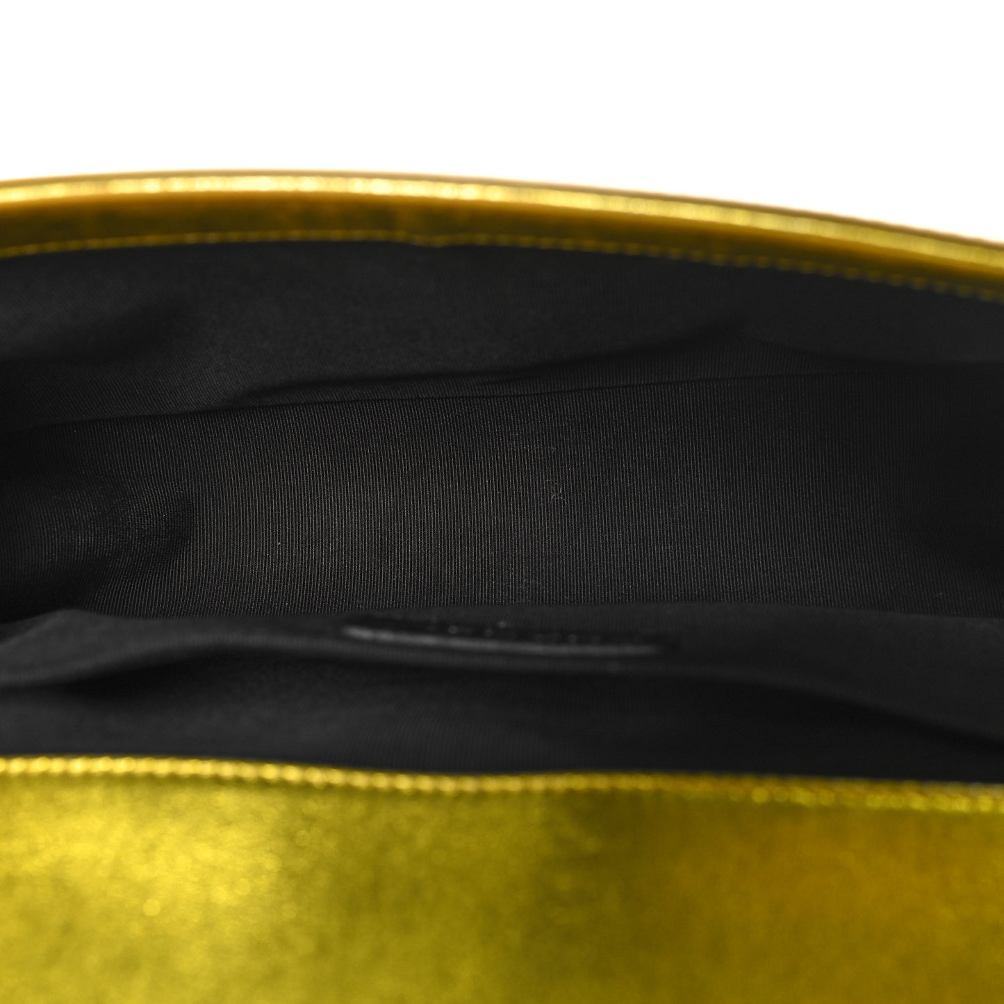 Metallic Patent Calfskin Quilted Medium Boy Flap Gold