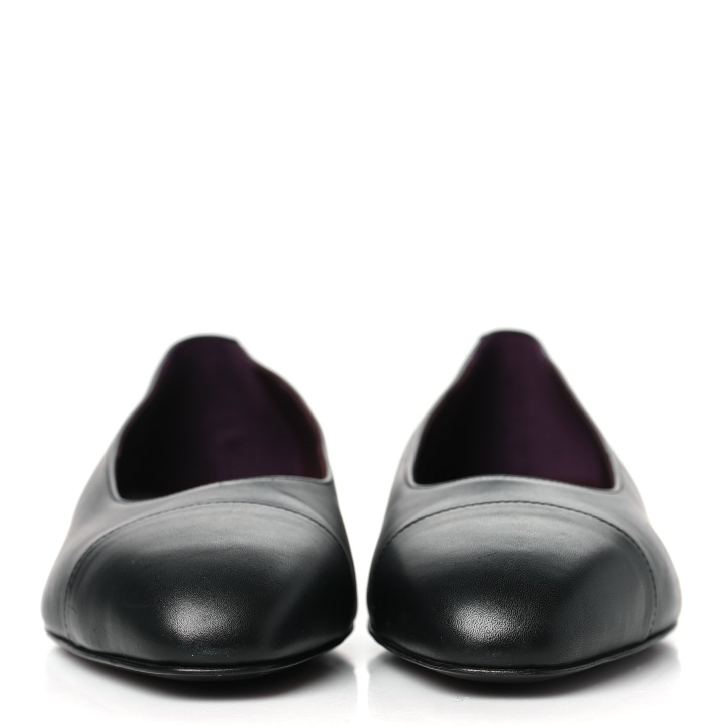 Lambskin Cap Toe CC Uniform Ballerina Flats 39 Black