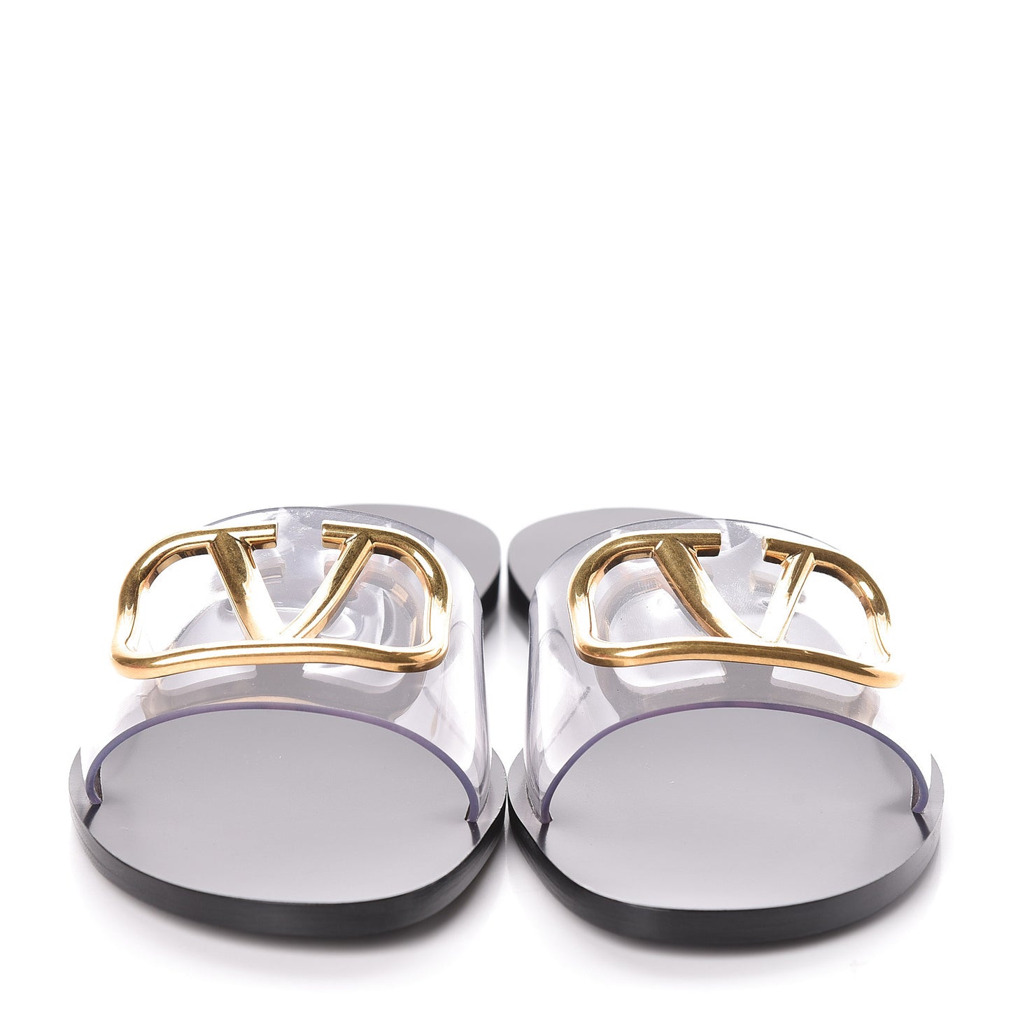 PVC Transparent Vlogo Flat Slide Sandals 39 Black