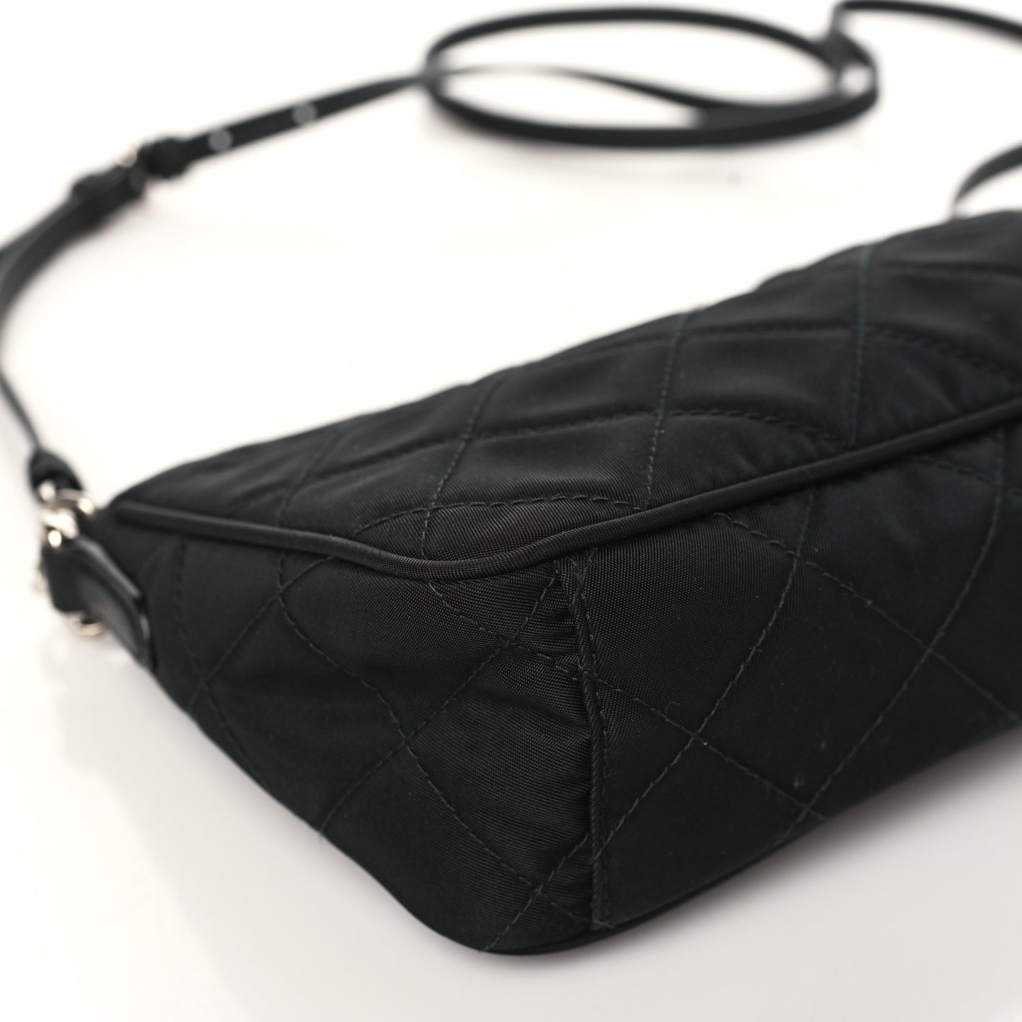 Nylon Tessuto Impuntu Quilted Crossbody Bag Black