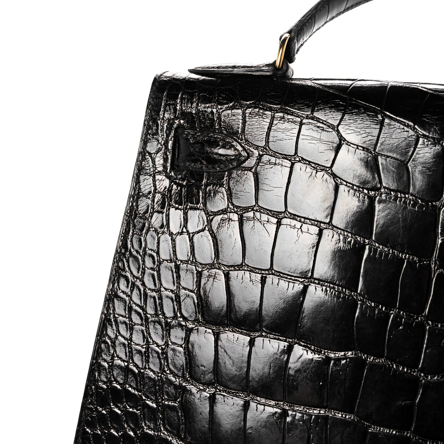 Shiny Alligator Kelly Sellier 28 Black
