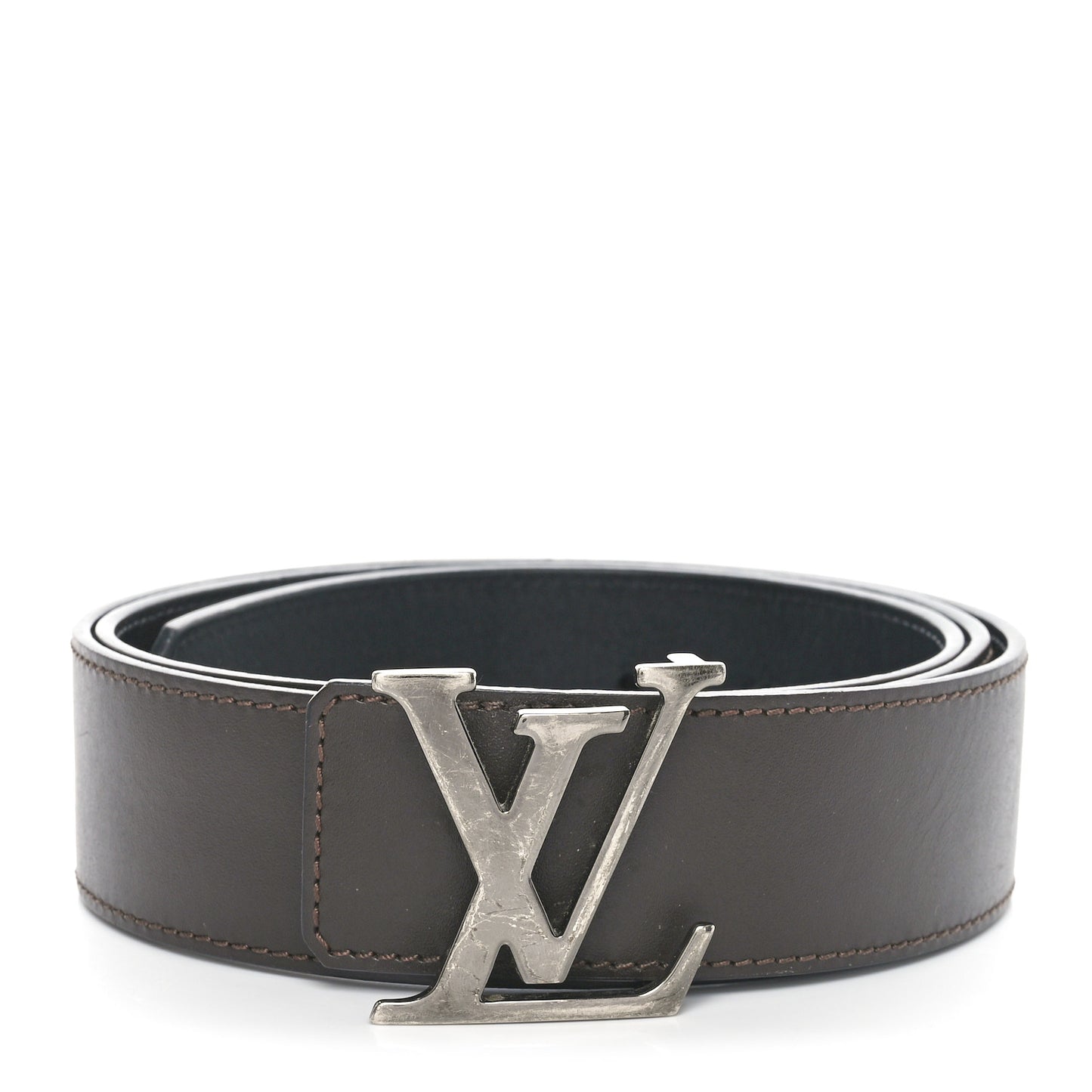 Calfskin 40mm LV Initiales Reversible Belt 110 44 Dark Brown Black