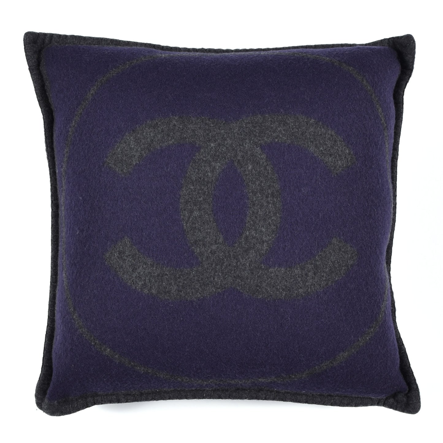 Wool Cashmere CC Pillow Navy Grey