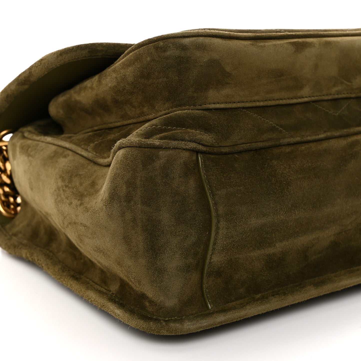 Suede Monogram Medium Niki Chain Satchel Loden Green
