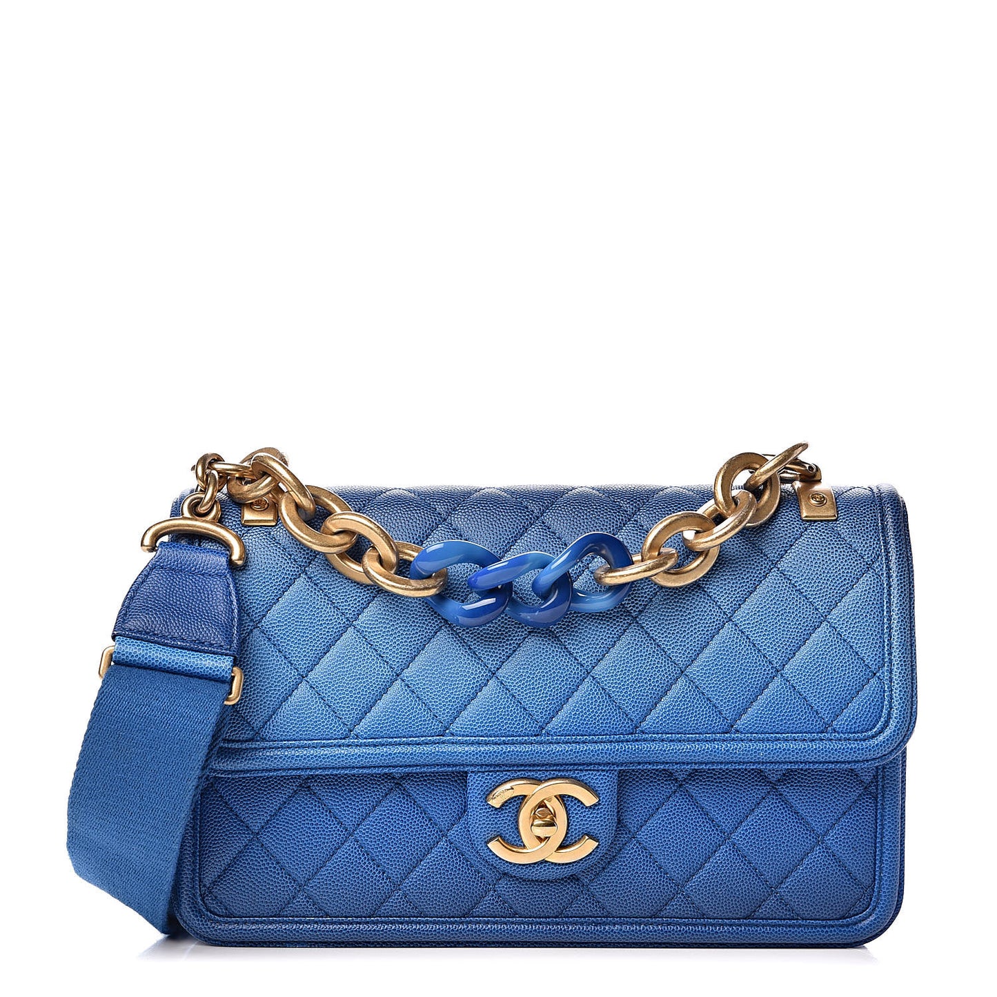 Caviar Quilted Medium Sunset On The Sea Flap Blue