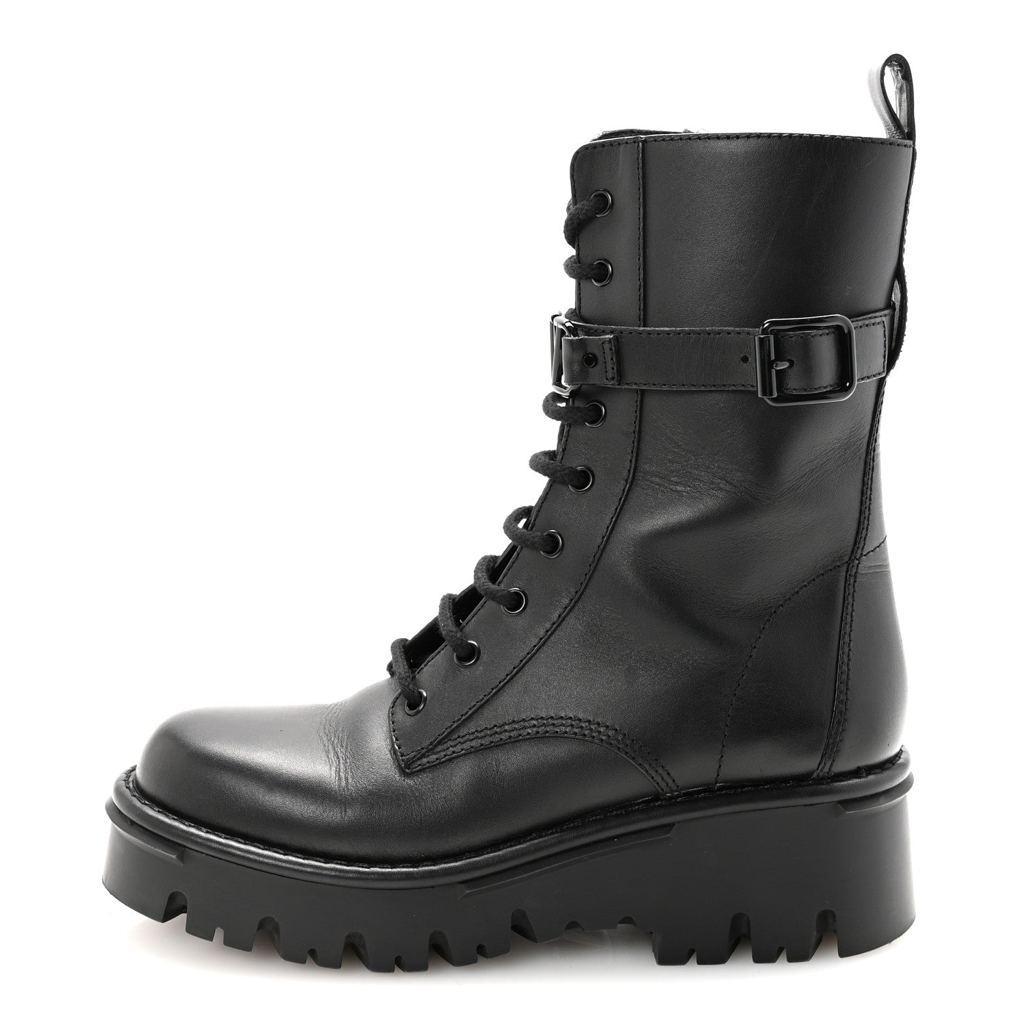 Valentino Garavani Calfskin Vlogo 30/50mm Combat Boots 39.5 Black