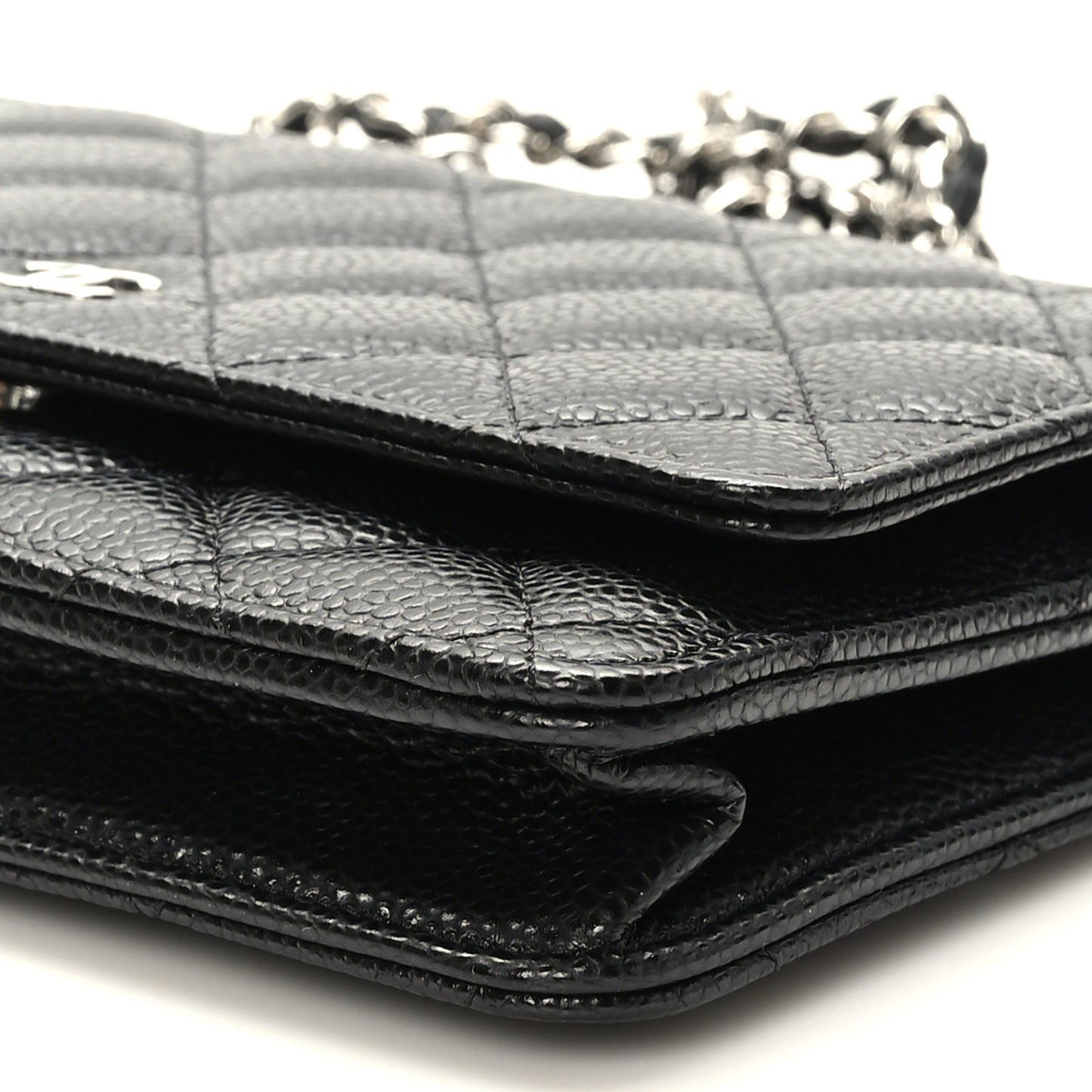 Caviar Quilted Wallet on Chain WOC Black