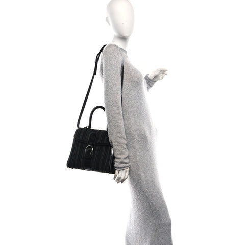 Canvas Patent Calfskin MM Brillant Satchel Black
