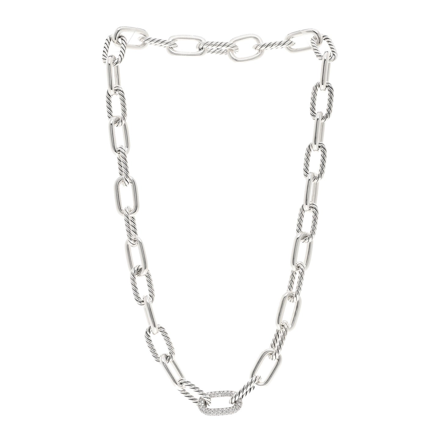 Sterling Silver Diamond 11mm Madison Chain Necklace