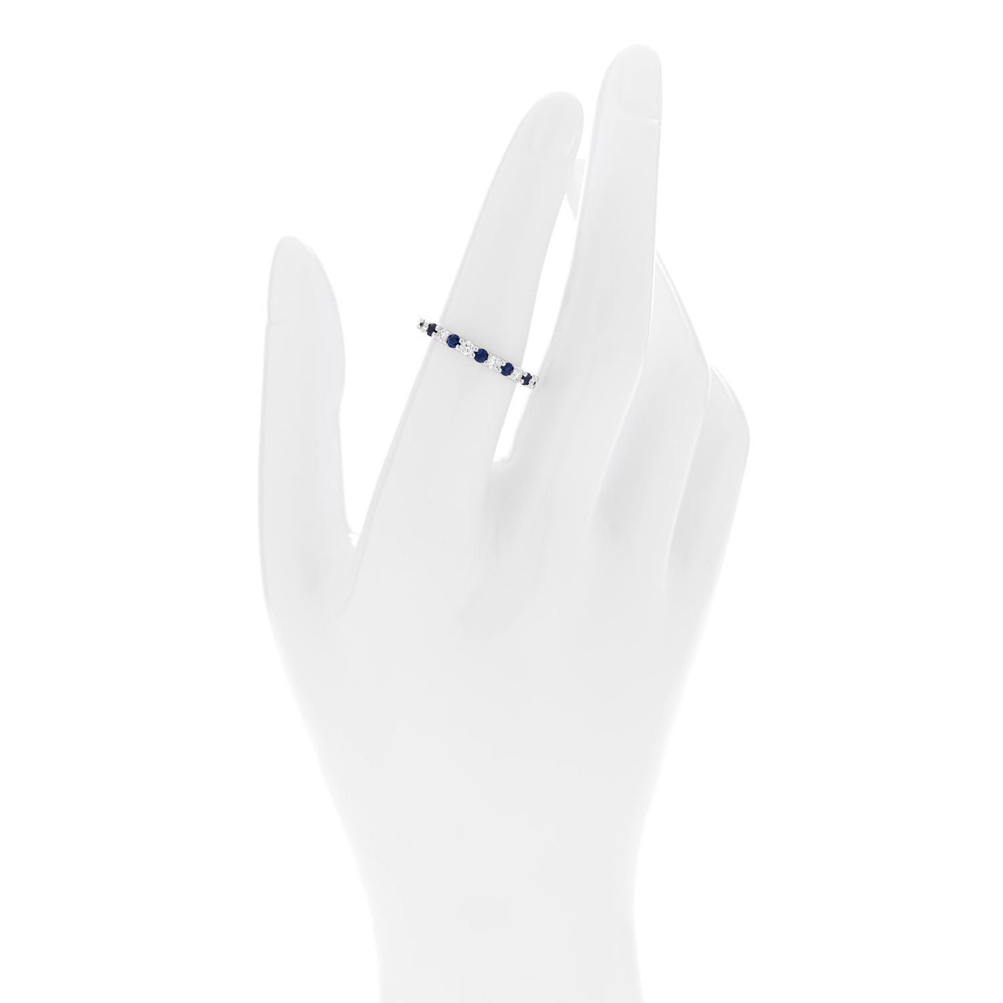 Platinum Diamond Blue Sapphire Eternity Wedding Band Ring 53 6.5