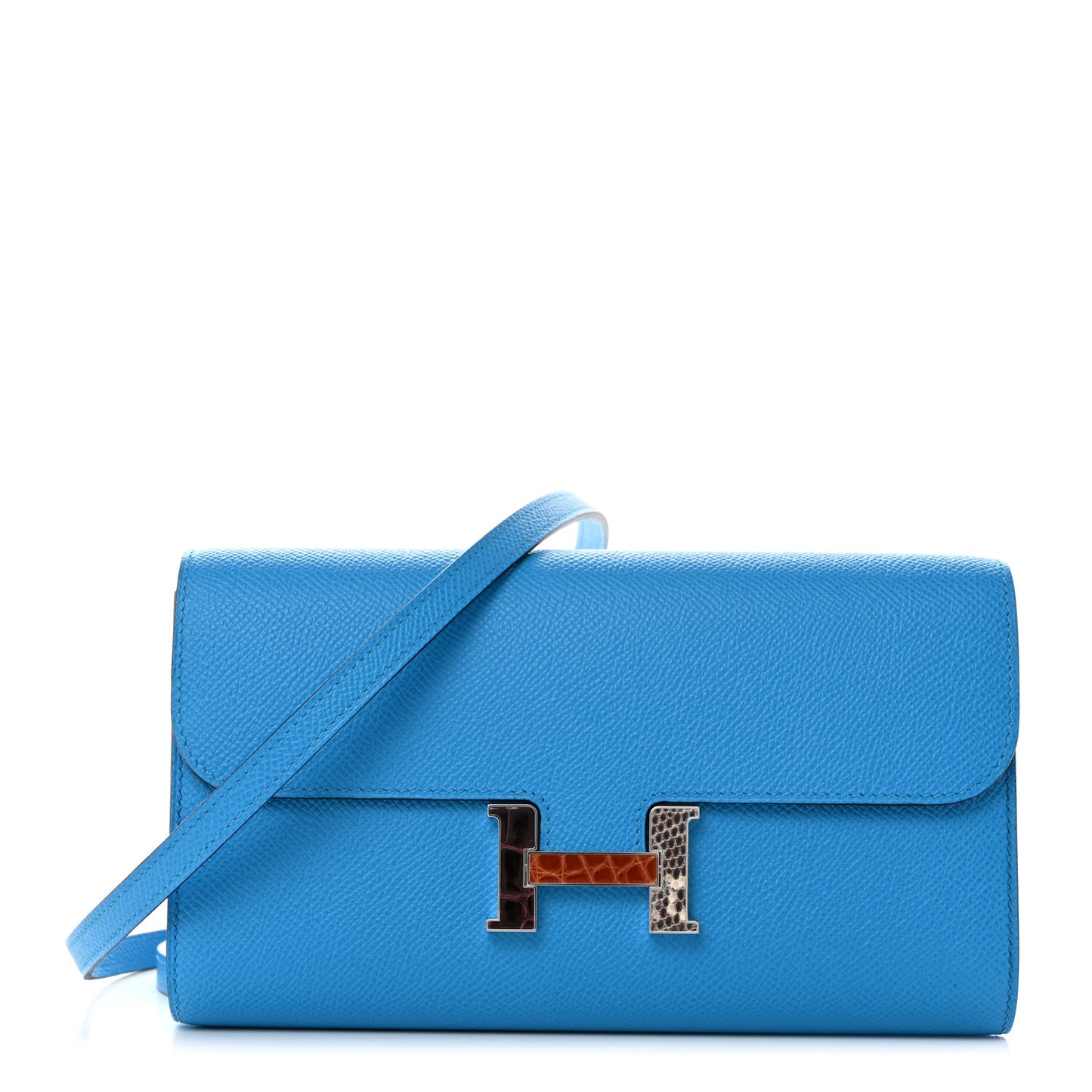 Epsom Alligator Lizard Constance Wallet To Go Bleu Frida Etrusque Ombre