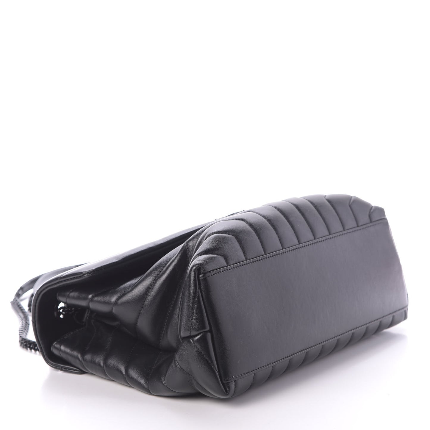 Calfskin Y Quilted Monogram Medium Loulou Chain Satchel Black