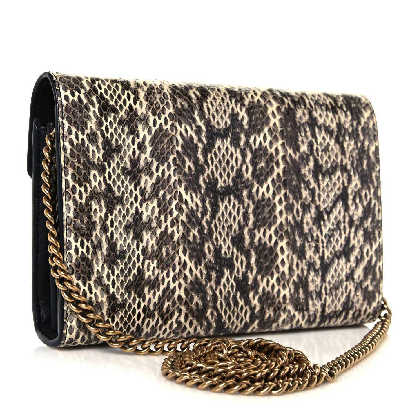 Snakeskin Pearly GG Marmont Chain Wallet Roccia