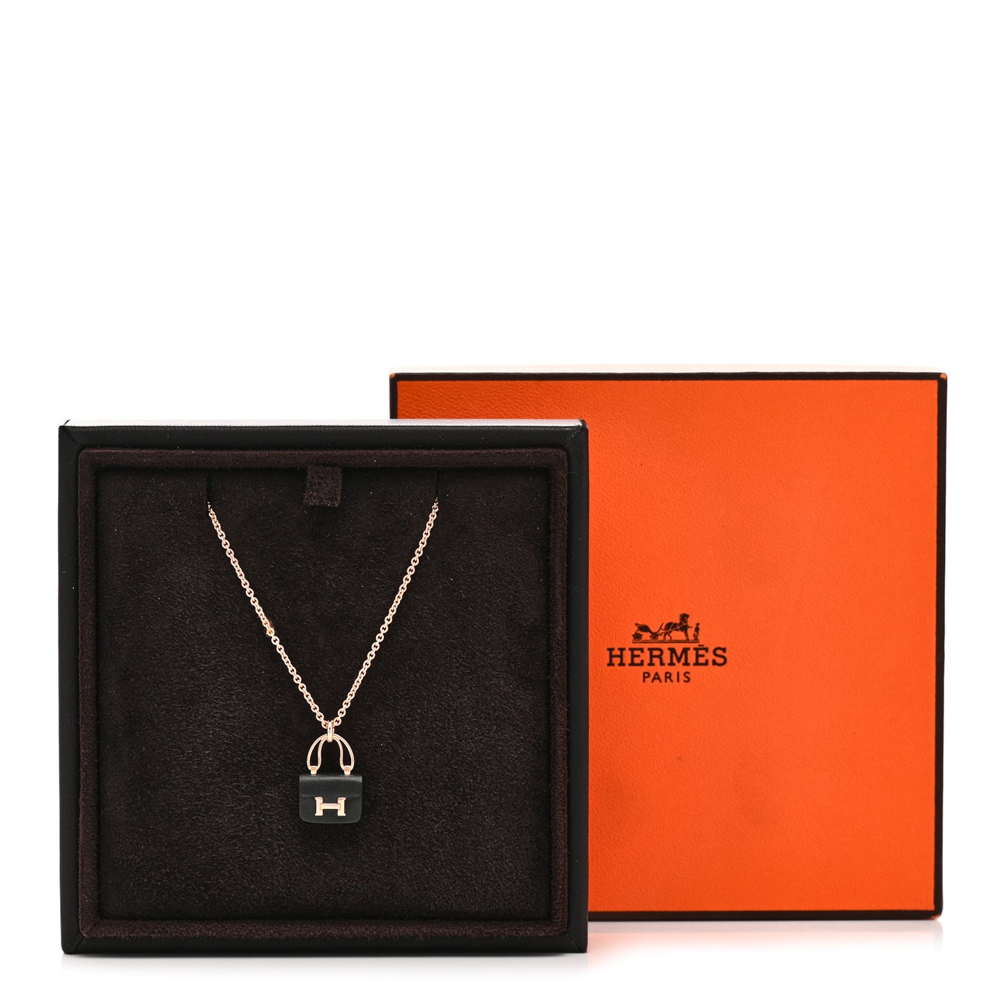 18K Rose Gold Black Jade Constance Amulettes Pendant Necklace
