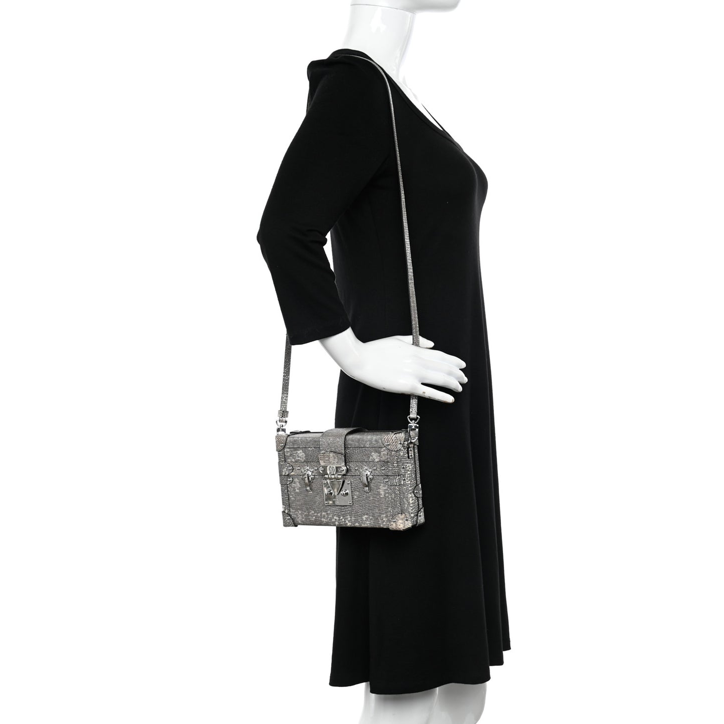 Lizard Petite Malle Silver