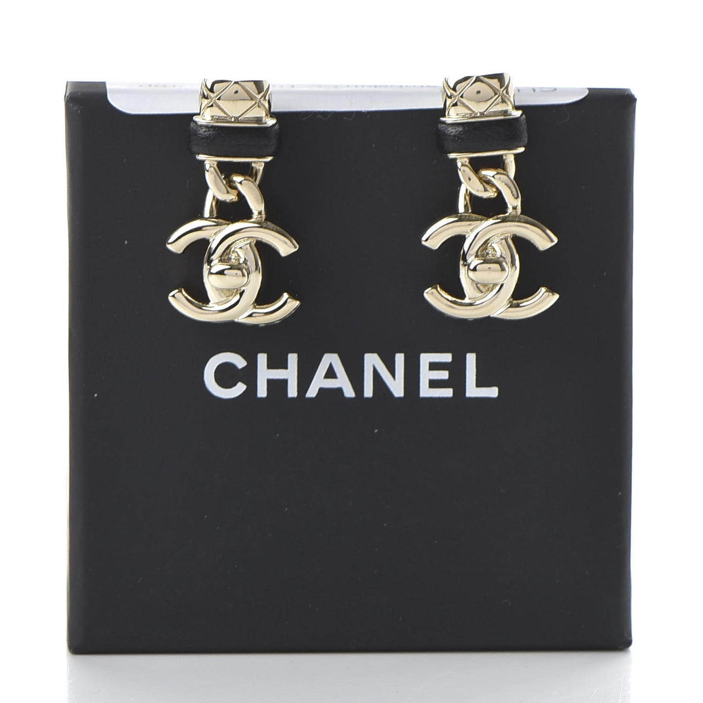 Lambskin CC Turnlock Drop Earrings Gold Black