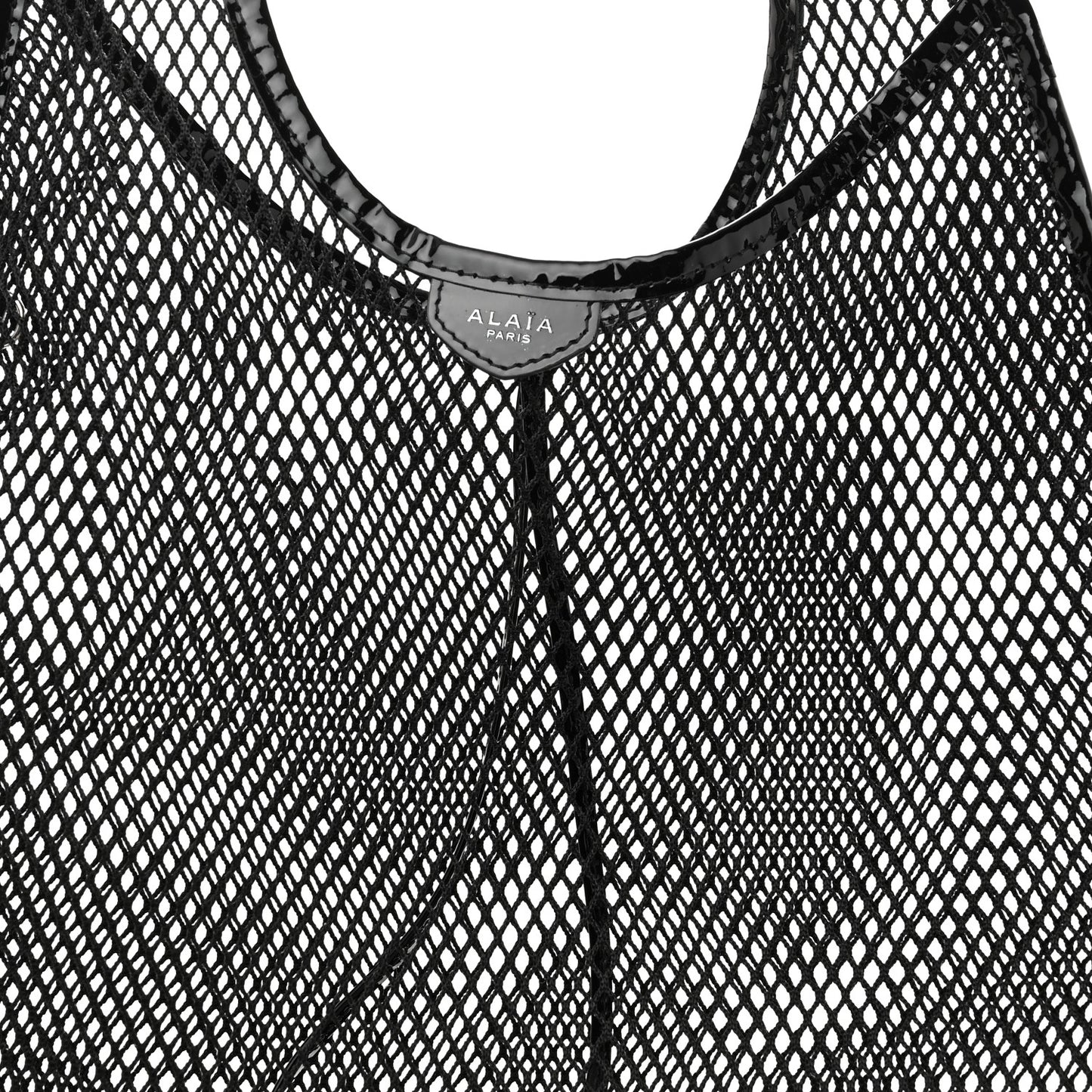 Fishnet Patent Calfskin Medium One Piece Bag Black