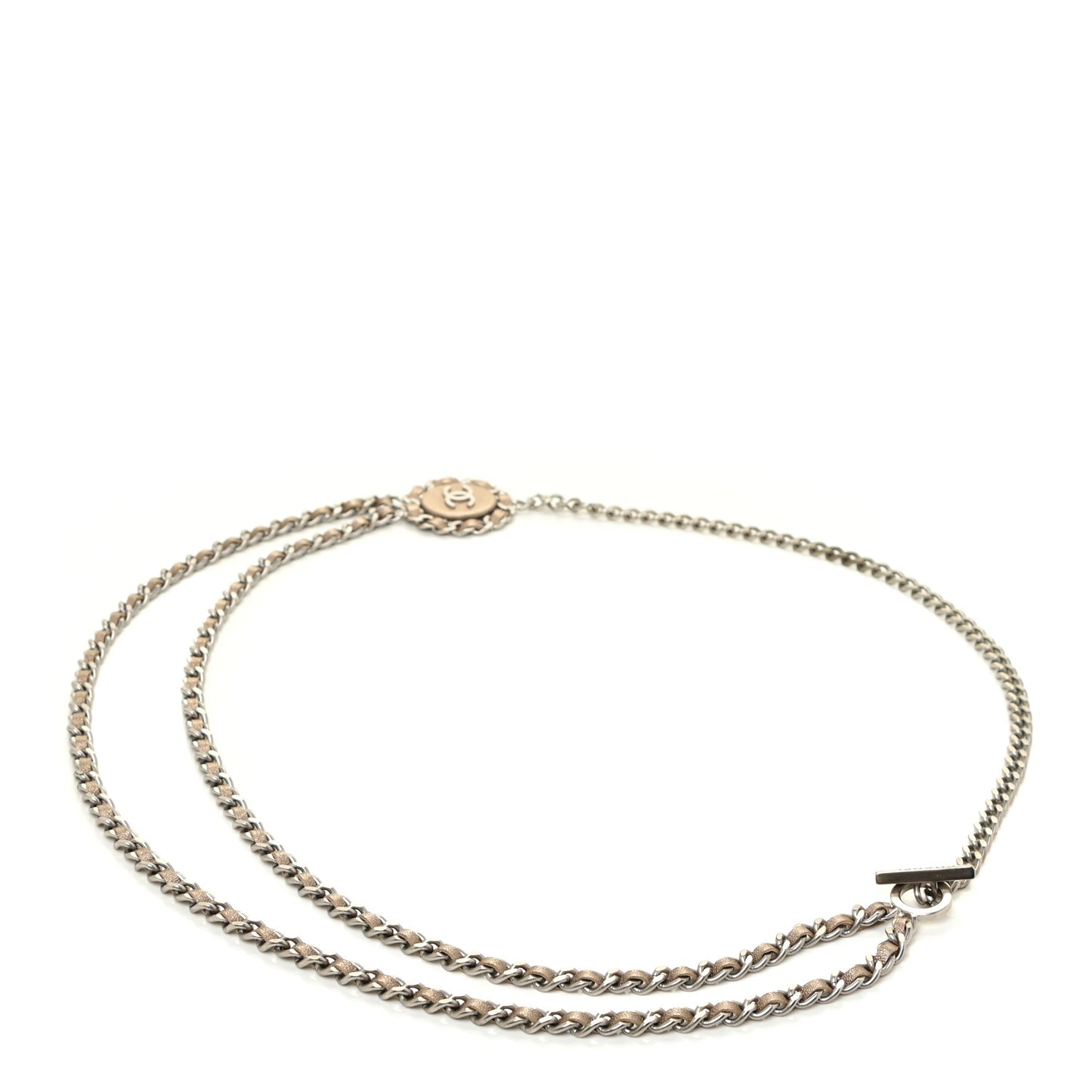 Lambskin Chain CC Medallion Belt Silver Gold