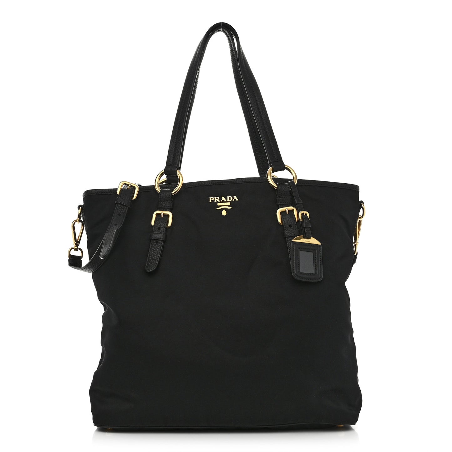 Tessuto Nylon Vitello Daino Tote Black