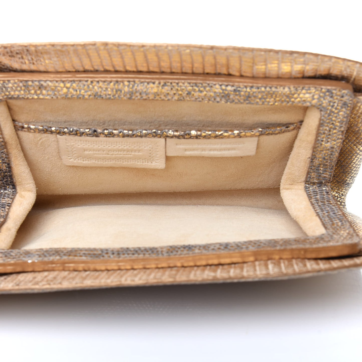 Metallic Lizard Clutch Gold
