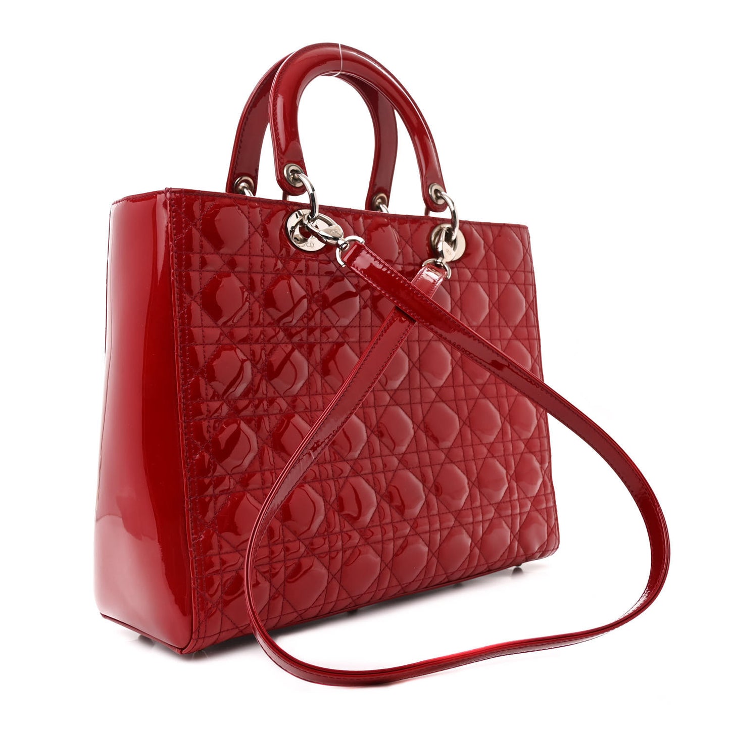 Patent Cannage Large Lady Dior Red