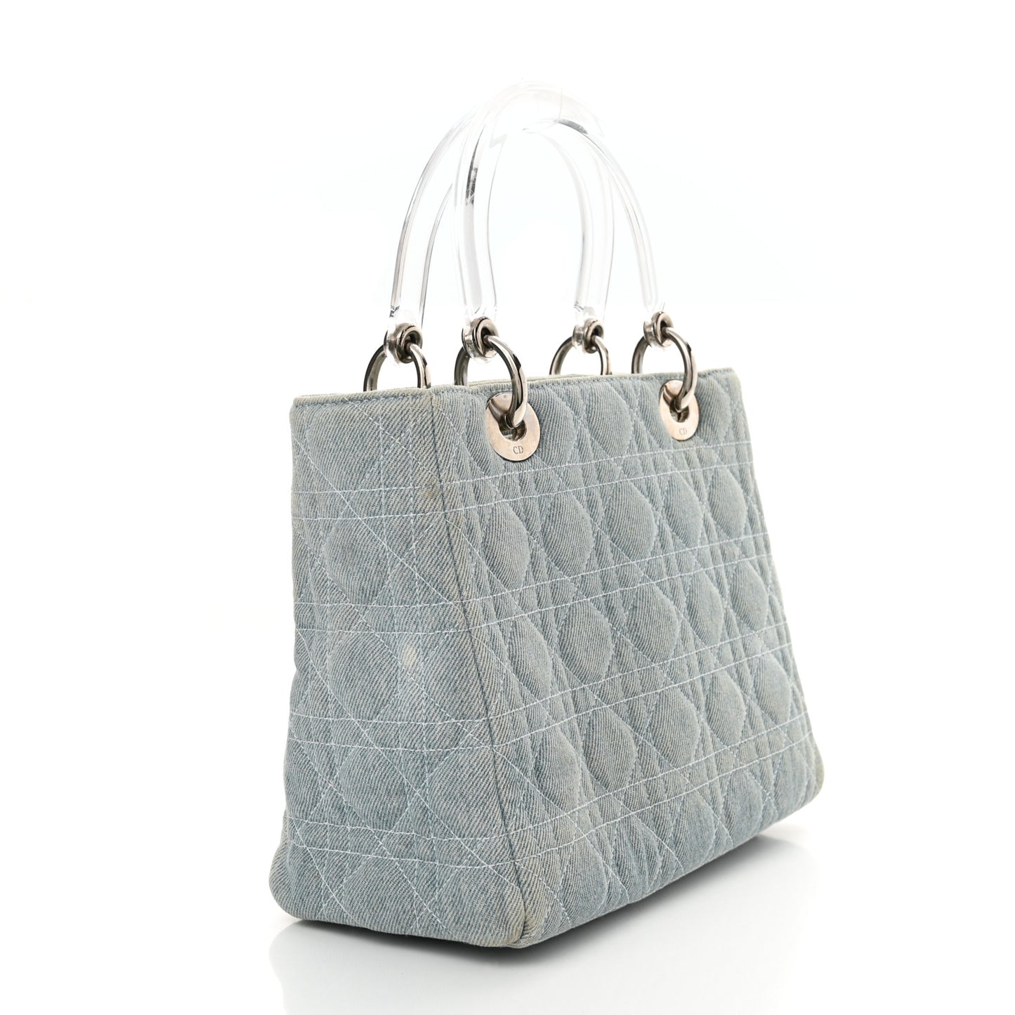 Denim Cannage Medium Lady Dior Light Blue