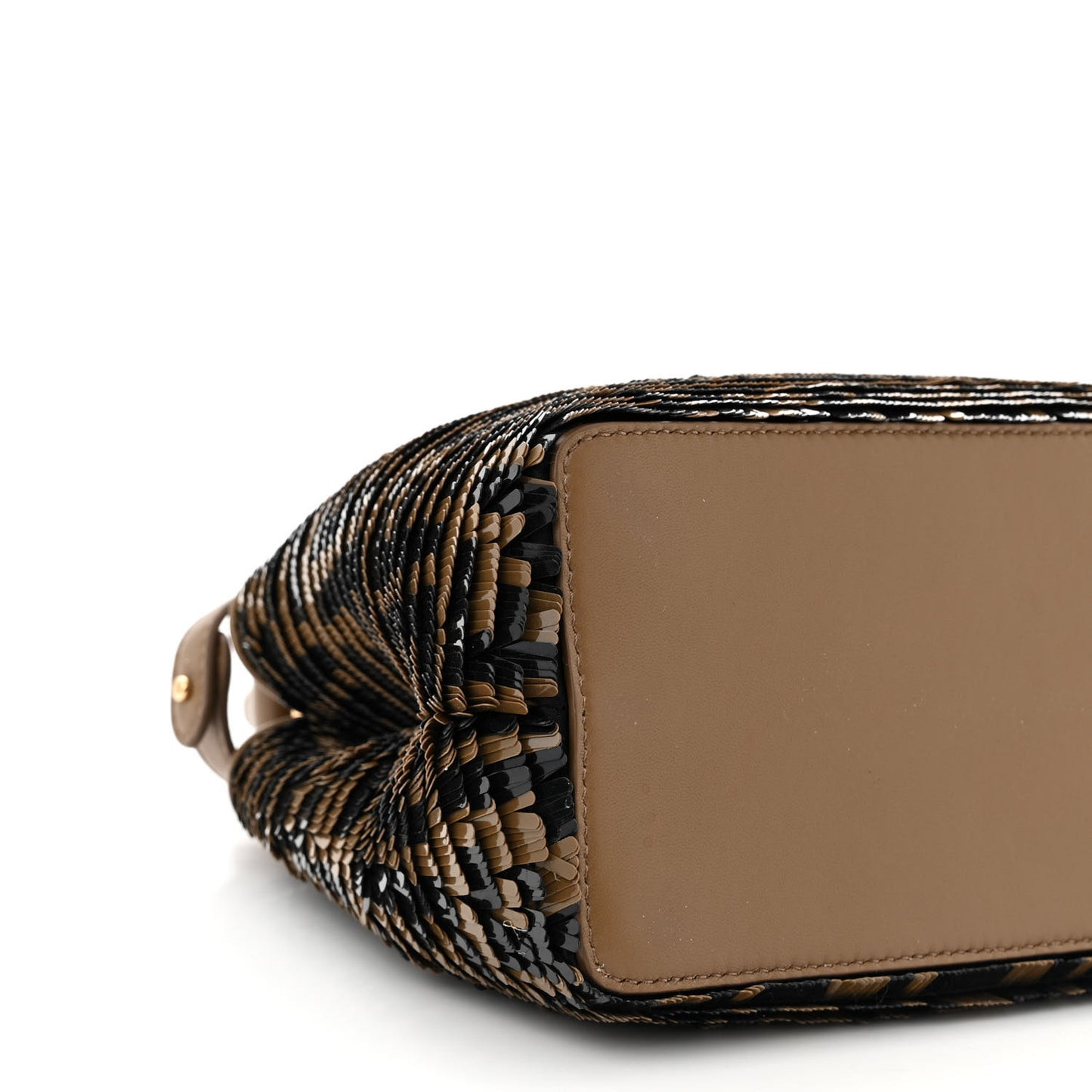 Vitello Catalan Mirror Sequin FF 1974 Embroidered Mini Peekaboo Iconic Satchel Tobacco Moro Sand Black