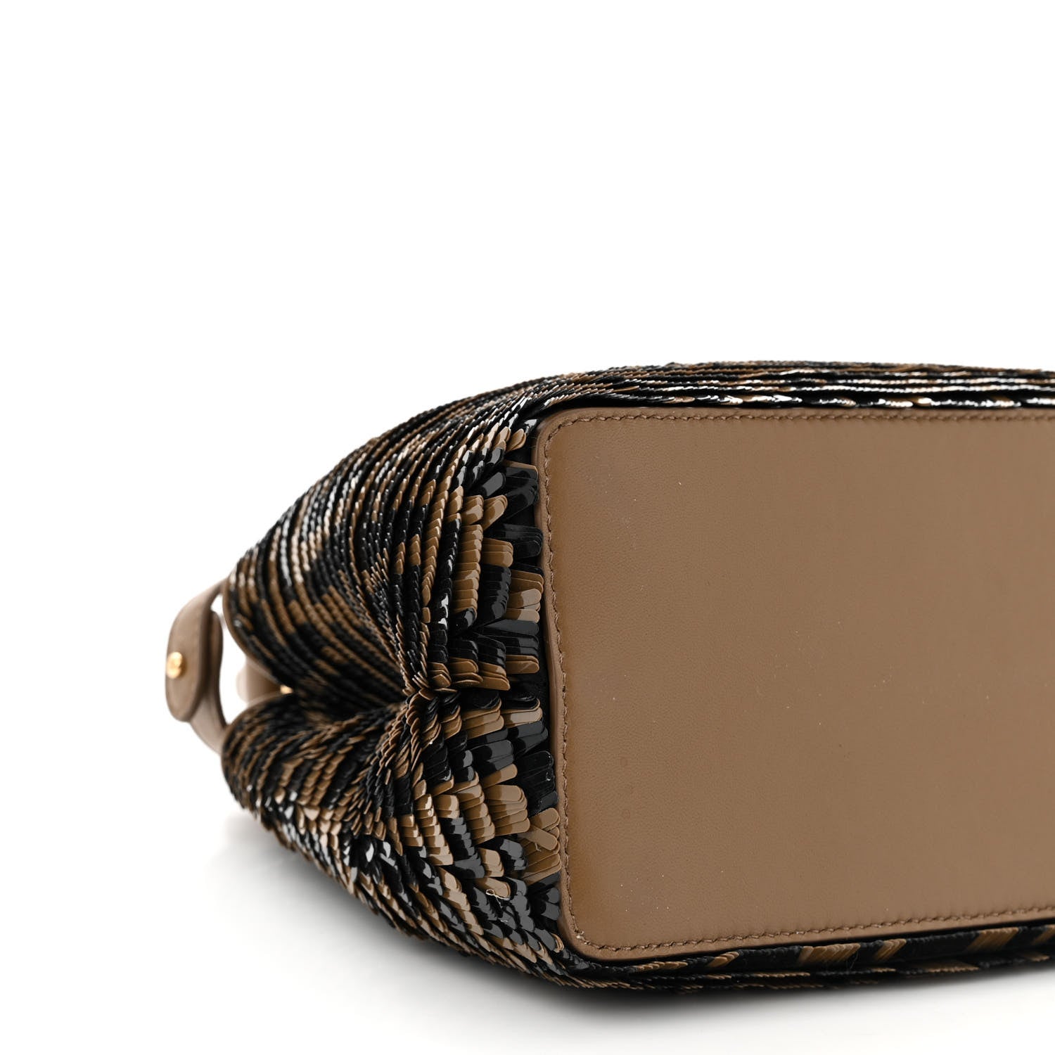 Fendi Vitello Catalan Mirror Sequin FF 1974 Embroidered Mini Peekaboo Iconic Satchel Tobacco Moro Sand Black 8 of 11