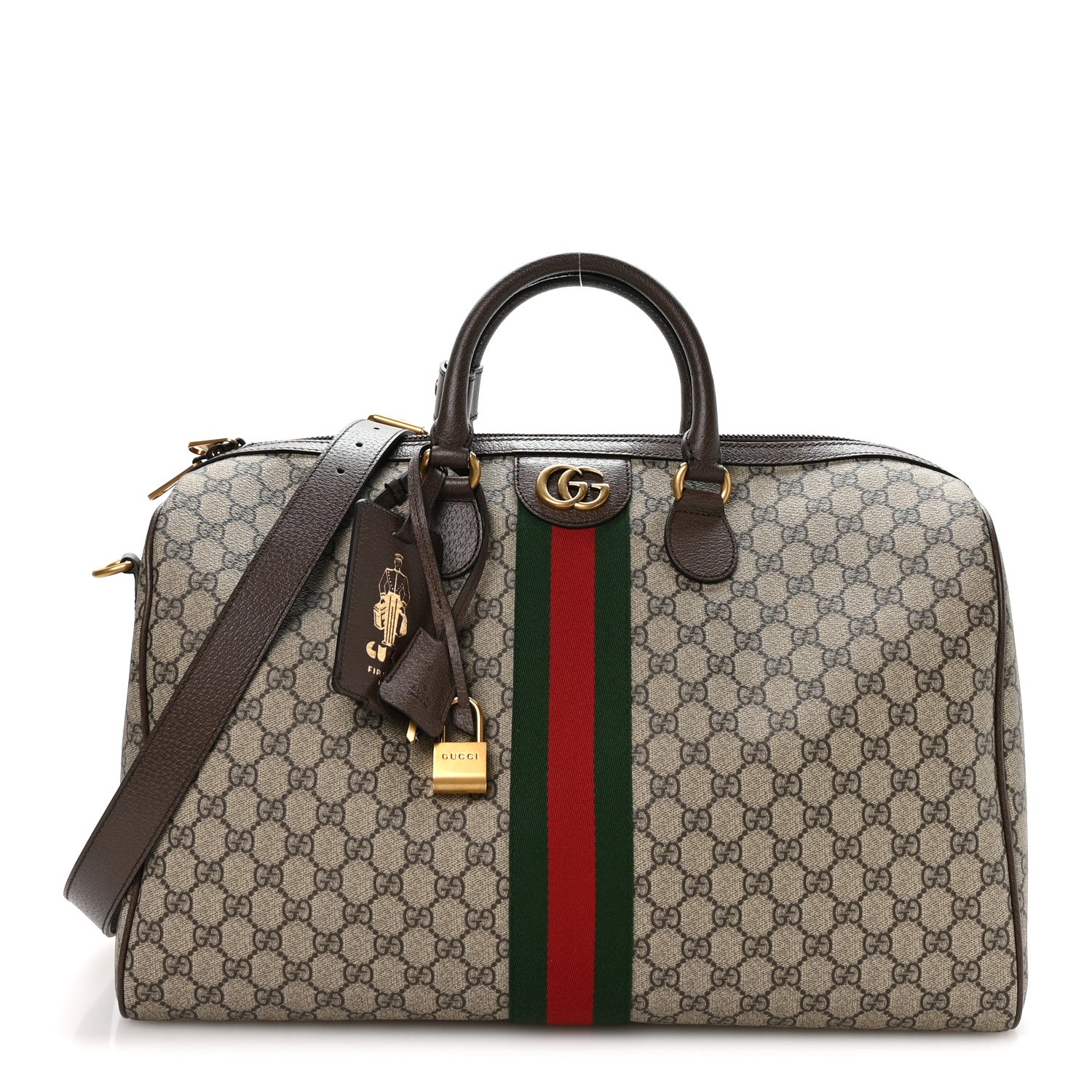 Gucci GG Supreme Monogram Textured Dollar Calfskin Web Medium