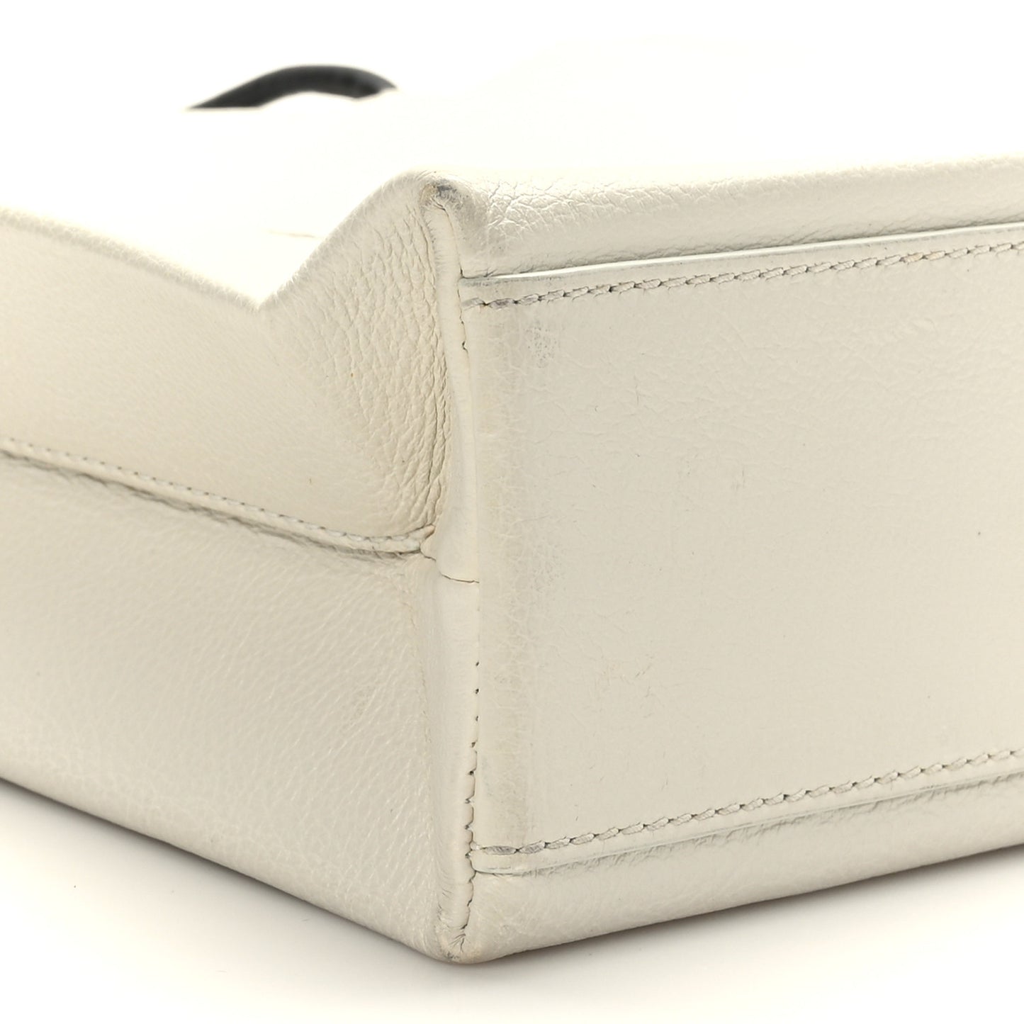 Calfskin Logo Small Shopping Tote White