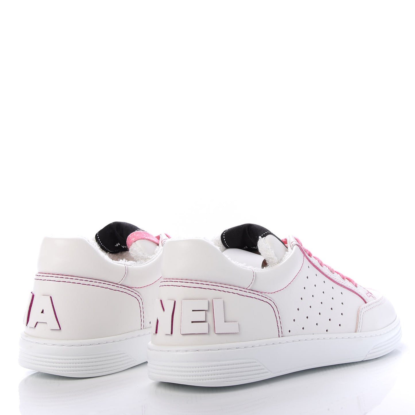 Calfskin Womens Logo Sneakers 39 White Pink