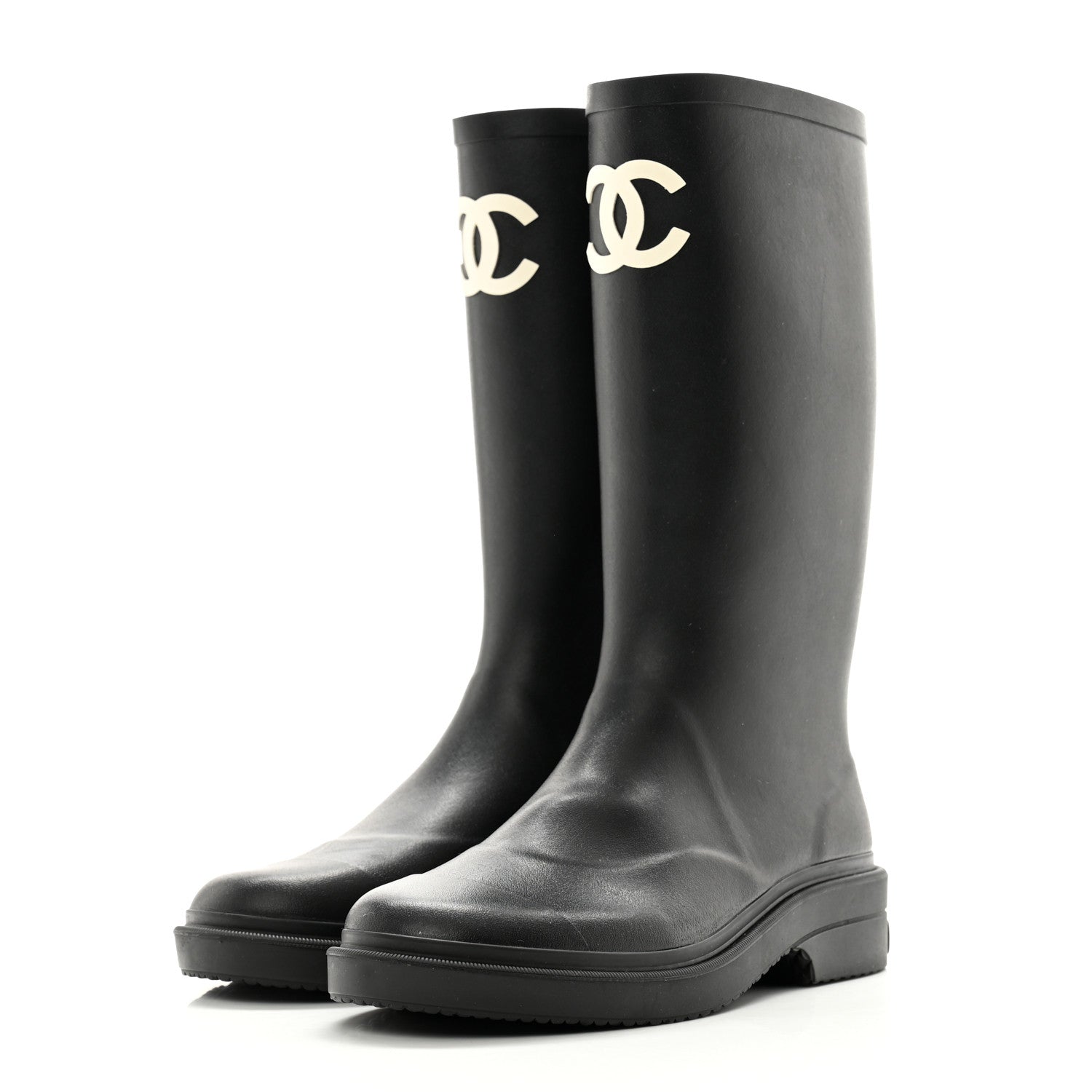Chanel Caoutchouk CC High Boots 38 Black 3 of 11