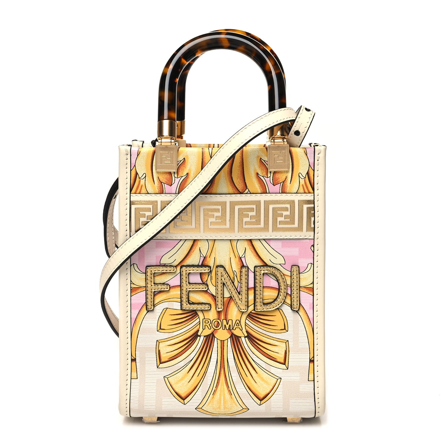 Fendi X VERSACE Calfskin Plexiglass Fendace FF Baroque Mini Fendi