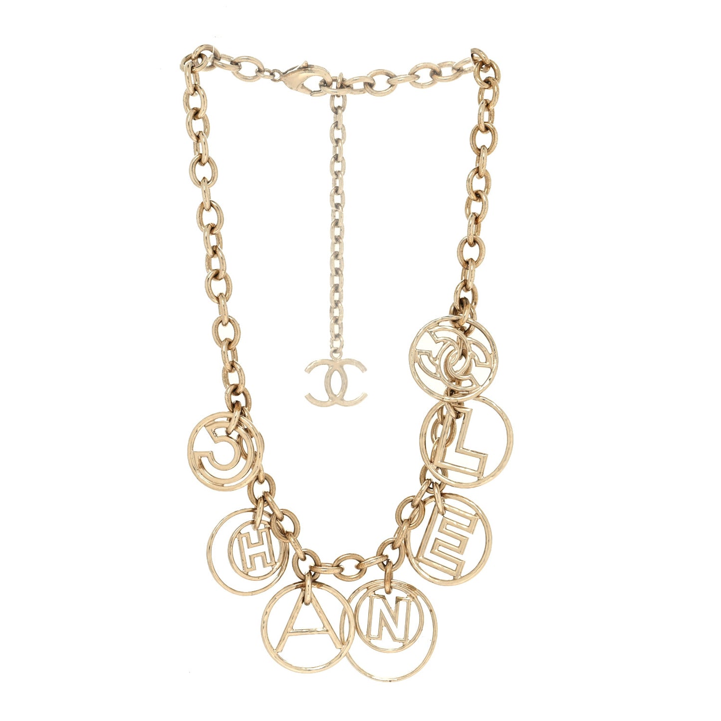Metal Hoop Cuba Logo Necklace Gold