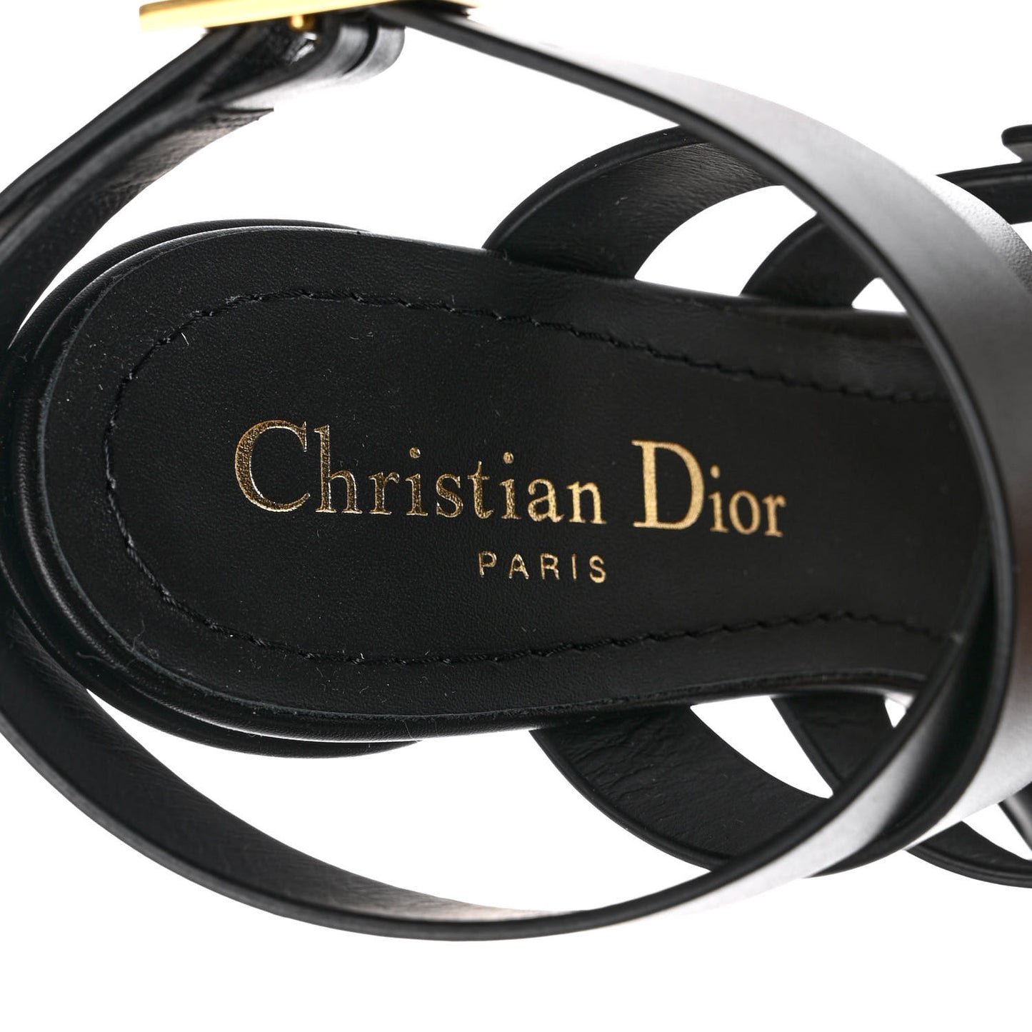 Calfskin Double D 70mm Sandals 35.5 Black