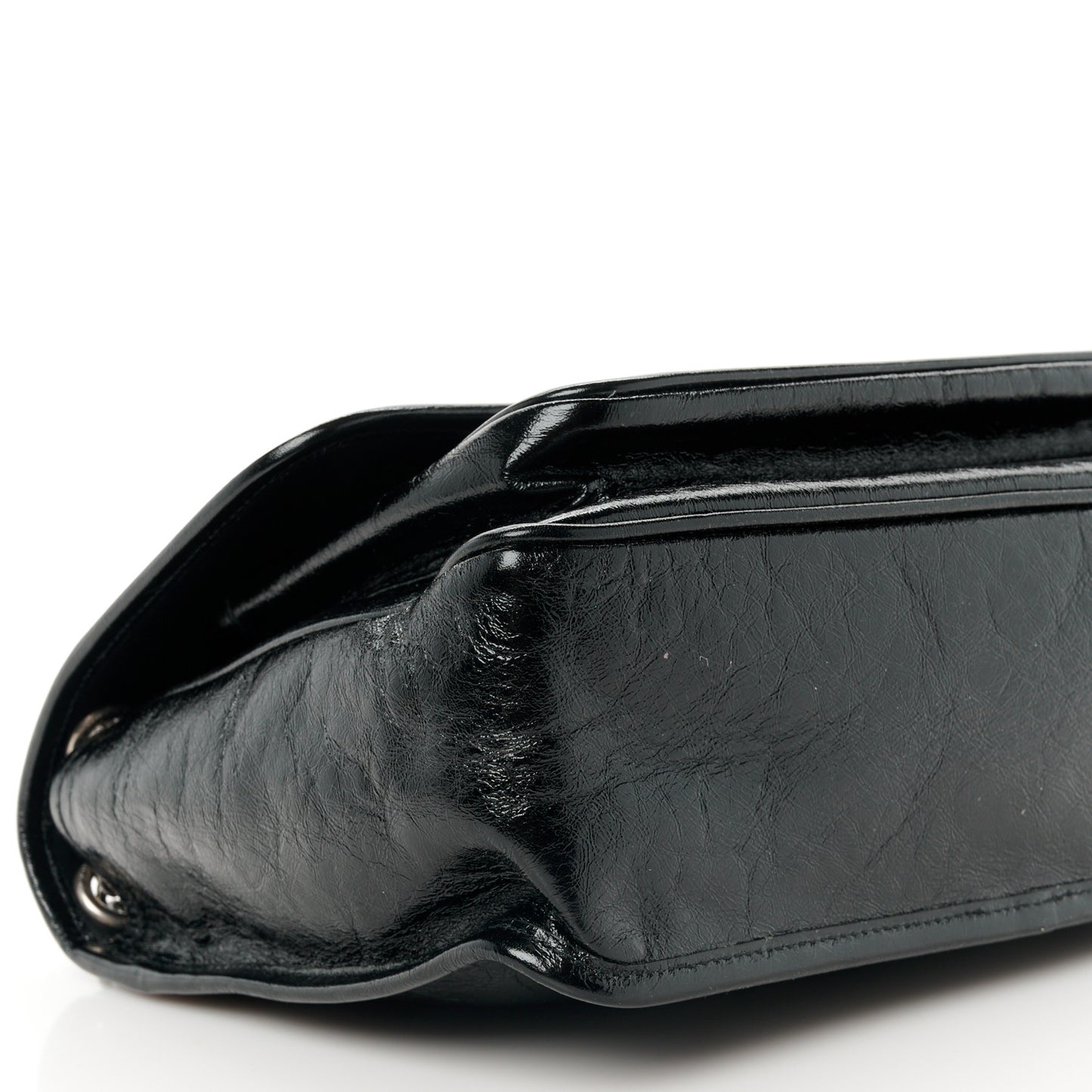 Crinkled Calfskin Monogram Medium Niki Chain Satchel Black
