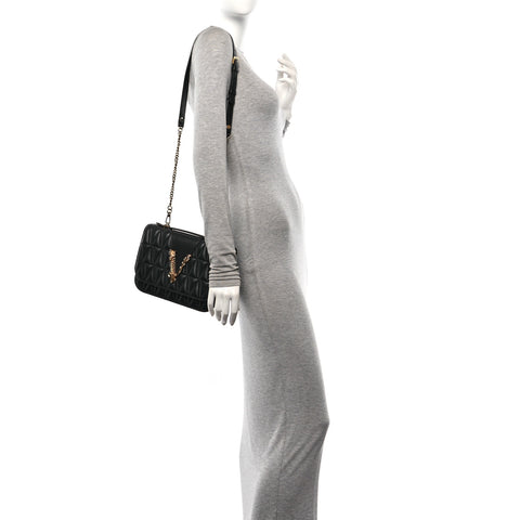 Nappa Quilted Virtus Top Handle Shoulder Bag Black