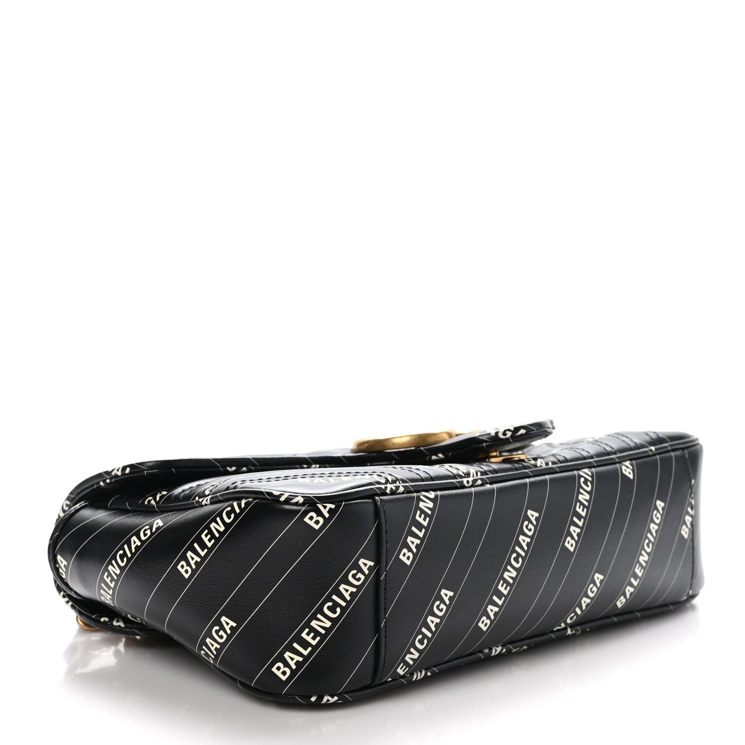 Gucci X BALENCIAGA Calfskin Matelasse Logo Print Small GG Marmont Shoulder Bag Black 4 of 11